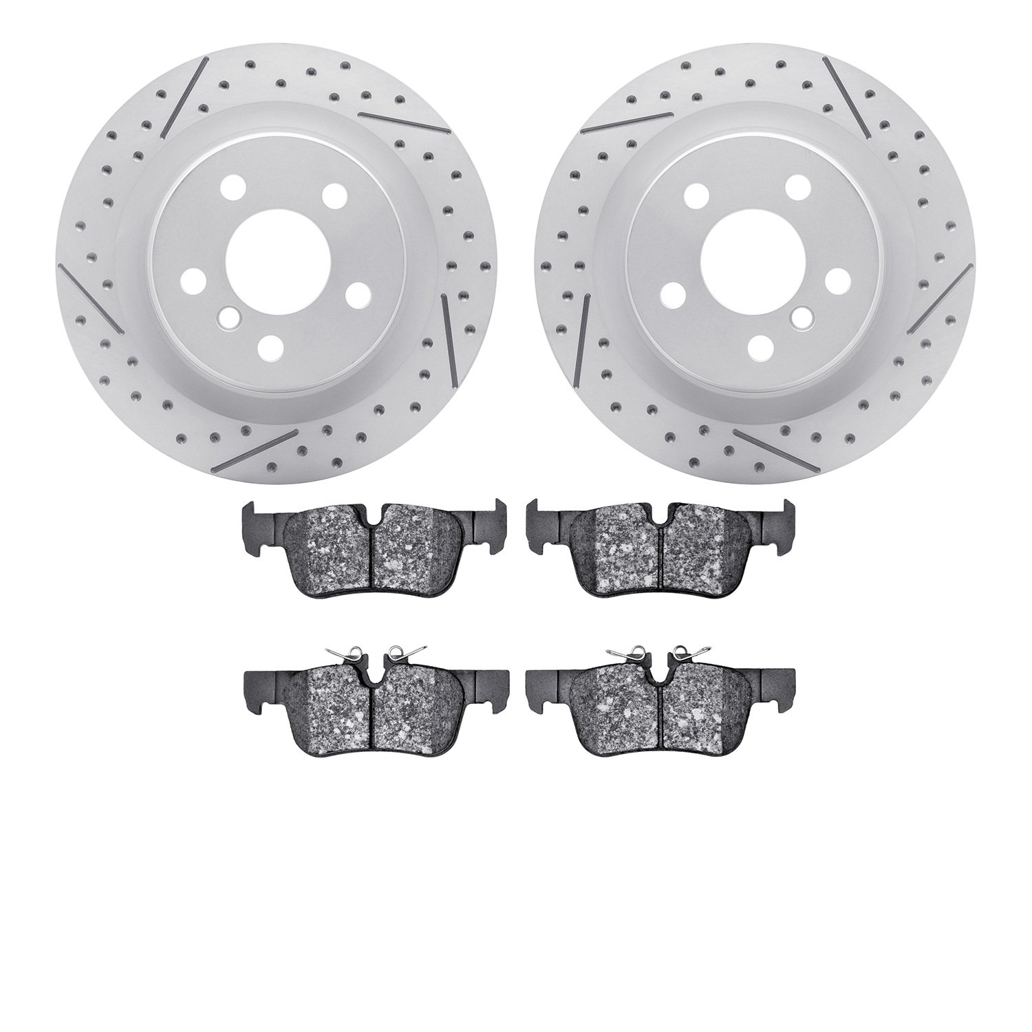 2502-31138 Geoperformance Drilled/Slotted Rotors w/5000 Advanced Brake Pads Kit, Fits Select Multiple Makes/Models, Position: Re