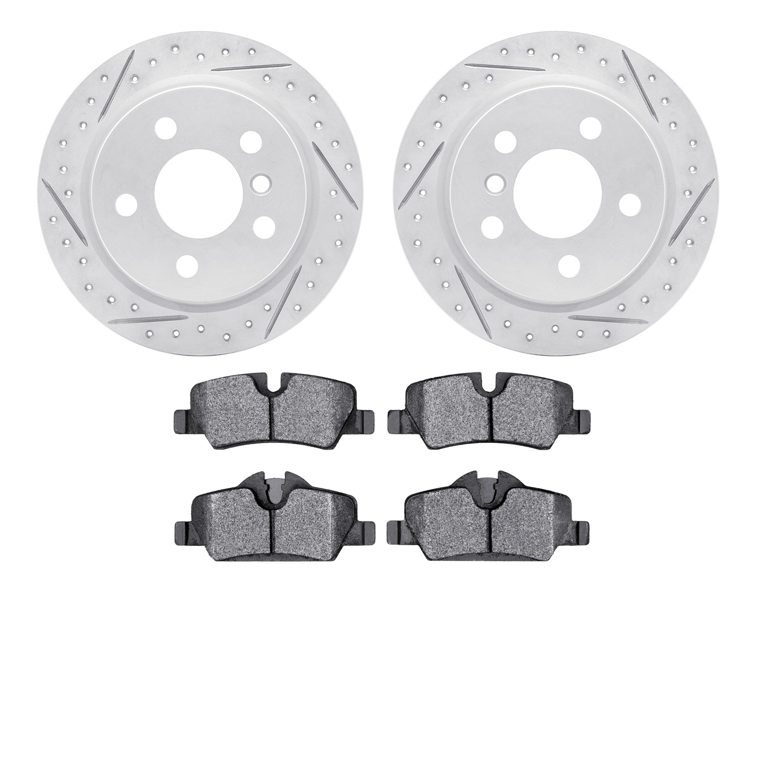 2502-32019 Geoperformance Drilled/Slotted Rotors w/5000 Advanced Brake Pads Kit, Fits Select Mini, Position: Rear