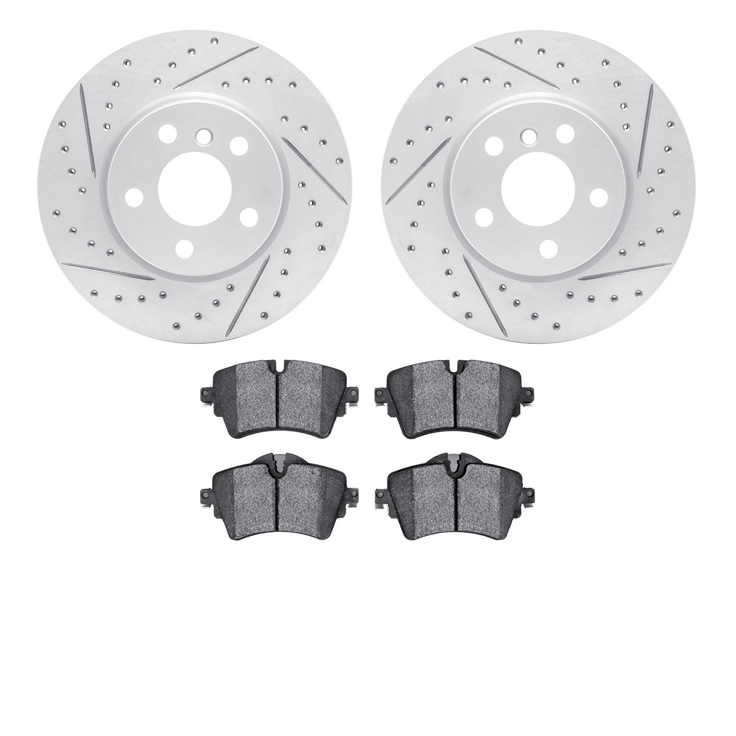 2502-32024 Geoperformance Drilled/Slotted Rotors w/5000 Advanced Brake Pads Kit, 2019-2019 Mini, Position: Front