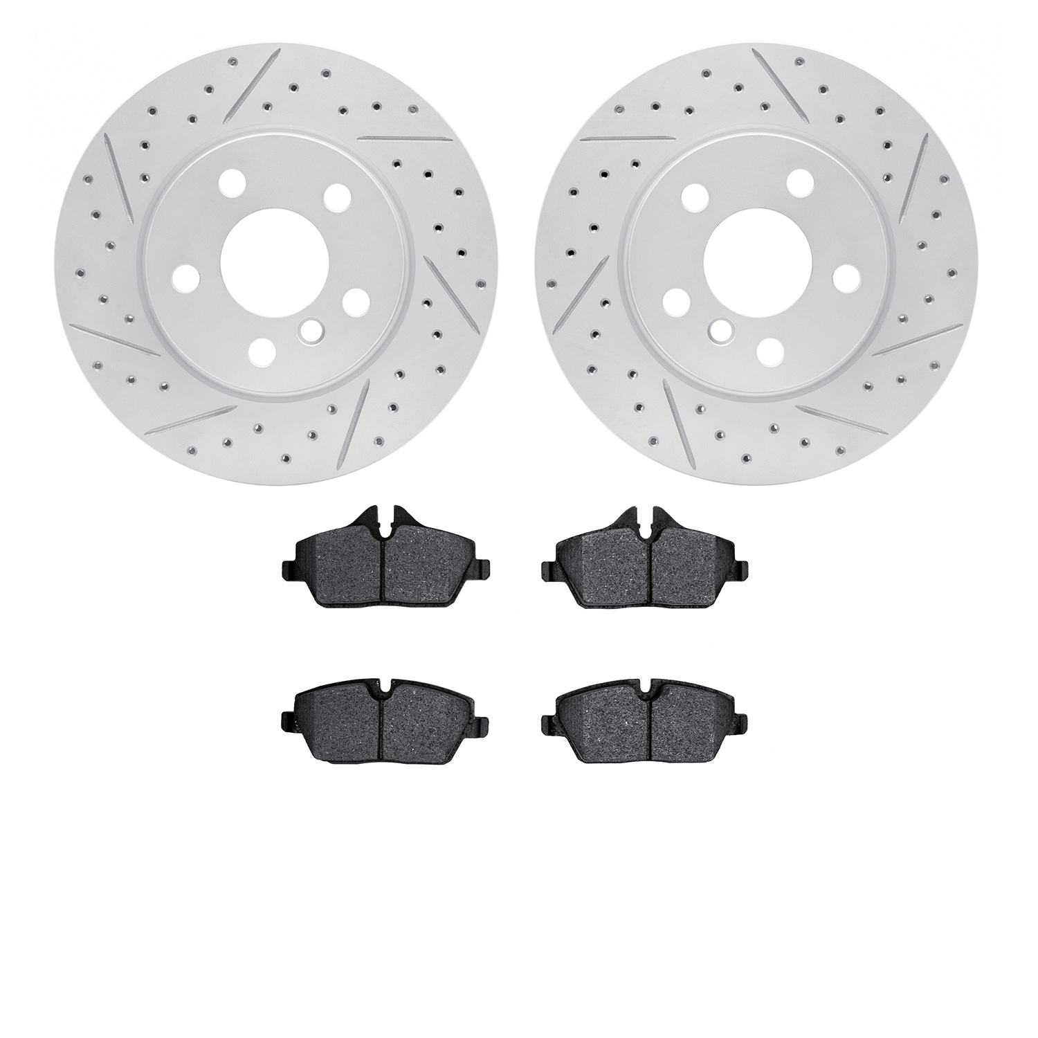 2502-32028 Geoperformance Drilled/Slotted Rotors w/5000 Advanced Brake Pads Kit, Fits Select Mini, Position: Front