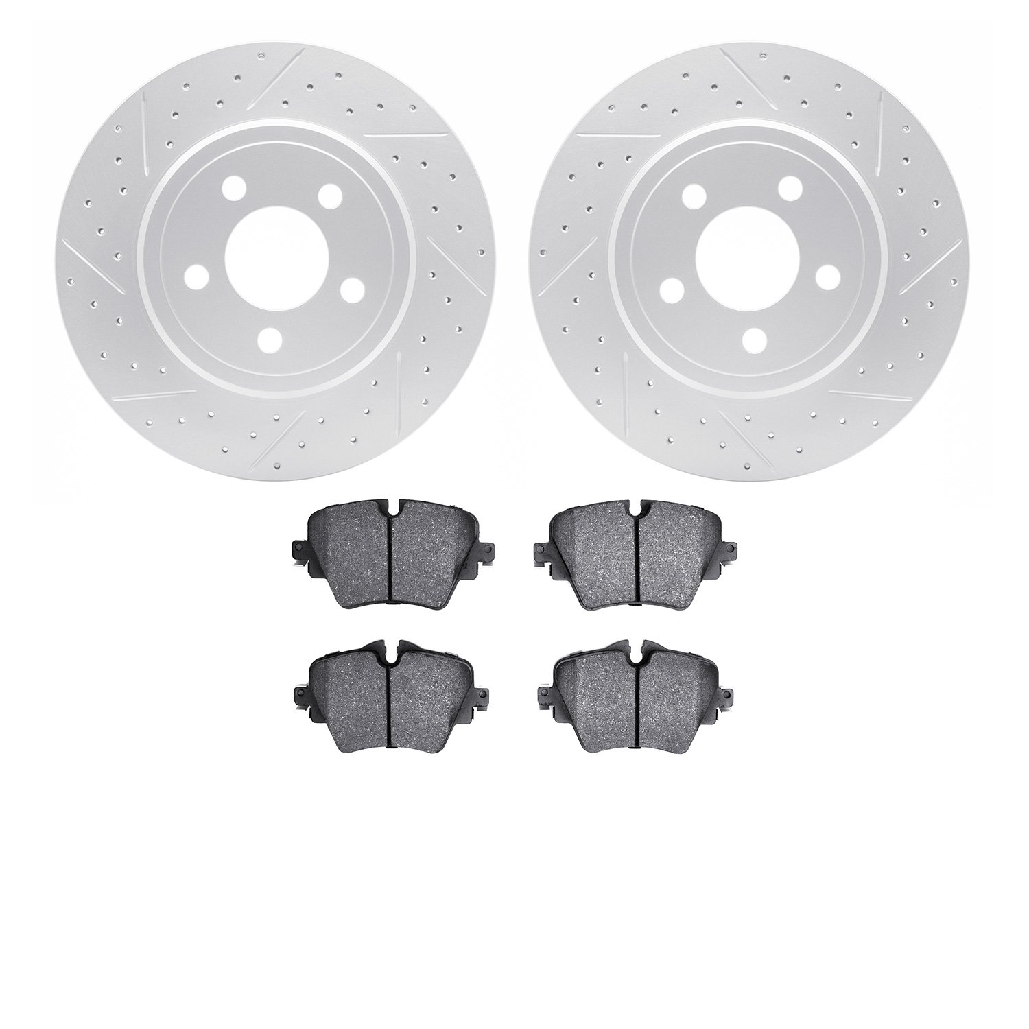 2502-32030 Geoperformance Drilled/Slotted Rotors w/5000 Advanced Brake Pads Kit, 2016-2019 Mini, Position: Front