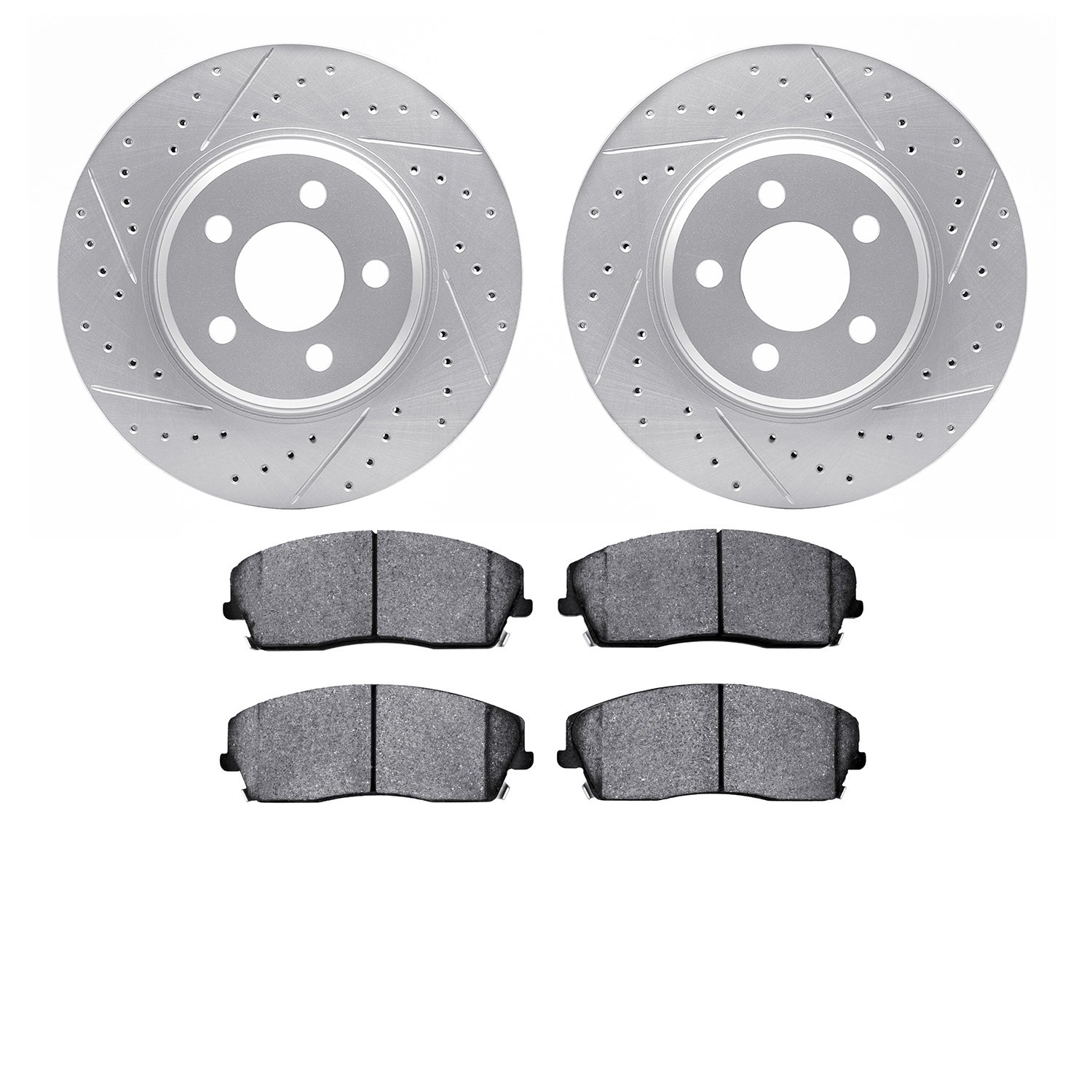 2502-39008 Geoperformance Drilled/Slotted Rotors w/5000 Advanced Brake Pads Kit, Fits Select Mopar, Position: Front