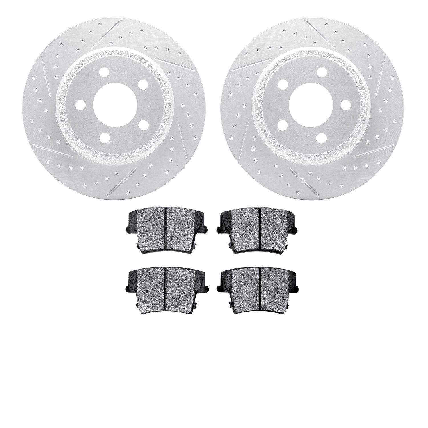 2502-39009 Geoperformance Drilled/Slotted Rotors w/5000 Advanced Brake Pads Kit, Fits Select Mopar, Position: Rear