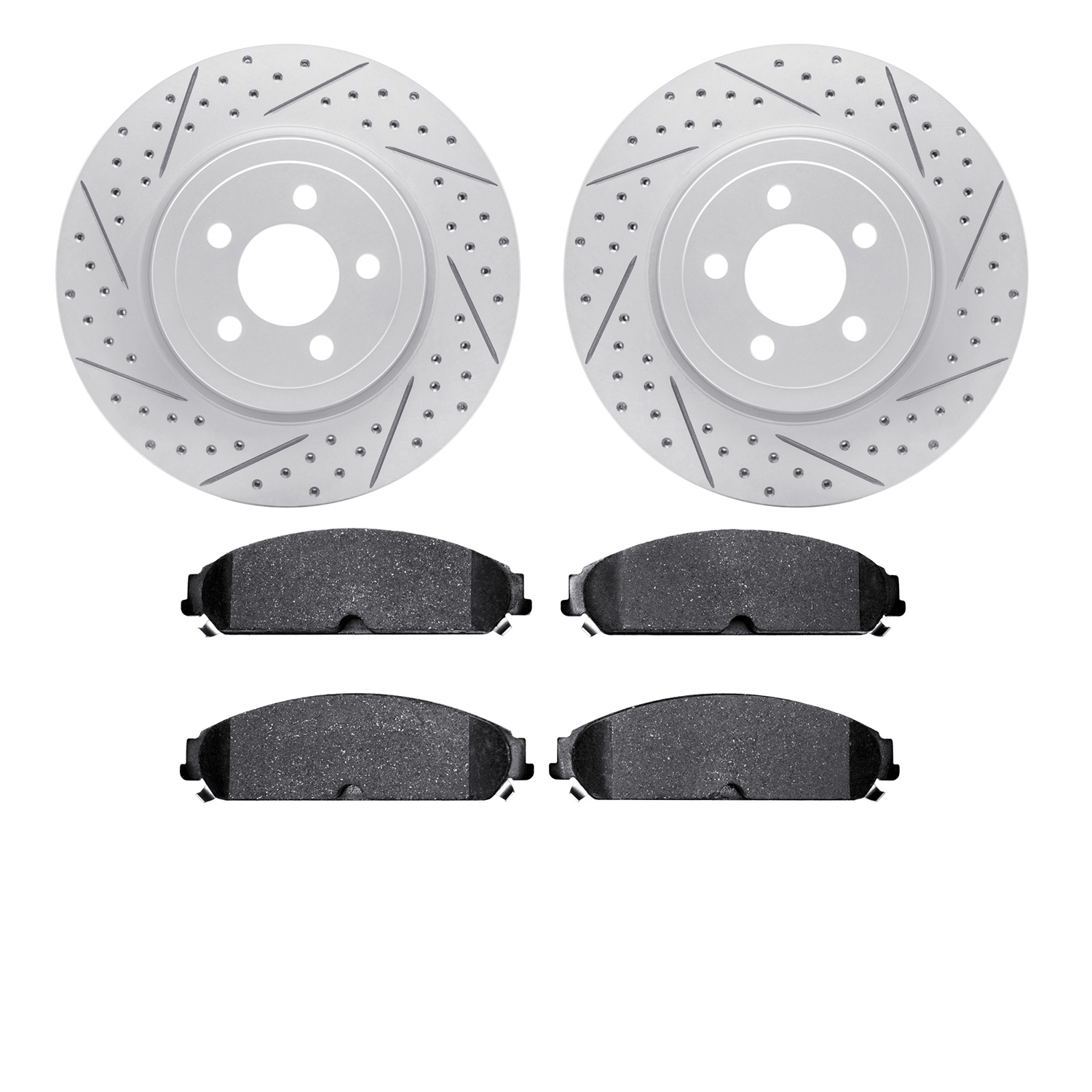 2502-39012 Geoperformance Drilled/Slotted Rotors w/5000 Advanced Brake Pads Kit, Fits Select Mopar, Position: Front