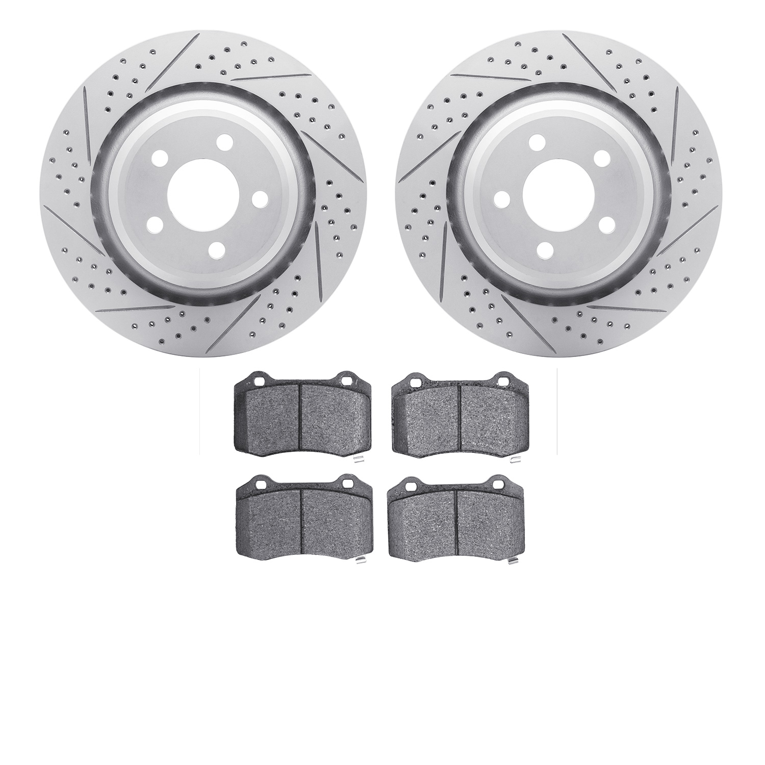 2502-39018 Geoperformance Drilled/Slotted Rotors w/5000 Advanced Brake Pads Kit, Fits Select Mopar, Position: Rear
