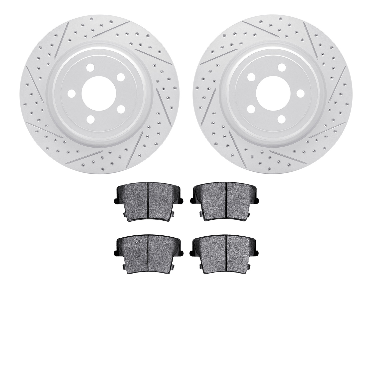 2502-39019 Geoperformance Drilled/Slotted Rotors w/5000 Advanced Brake Pads Kit, 2006-2014 Mopar, Position: Rear