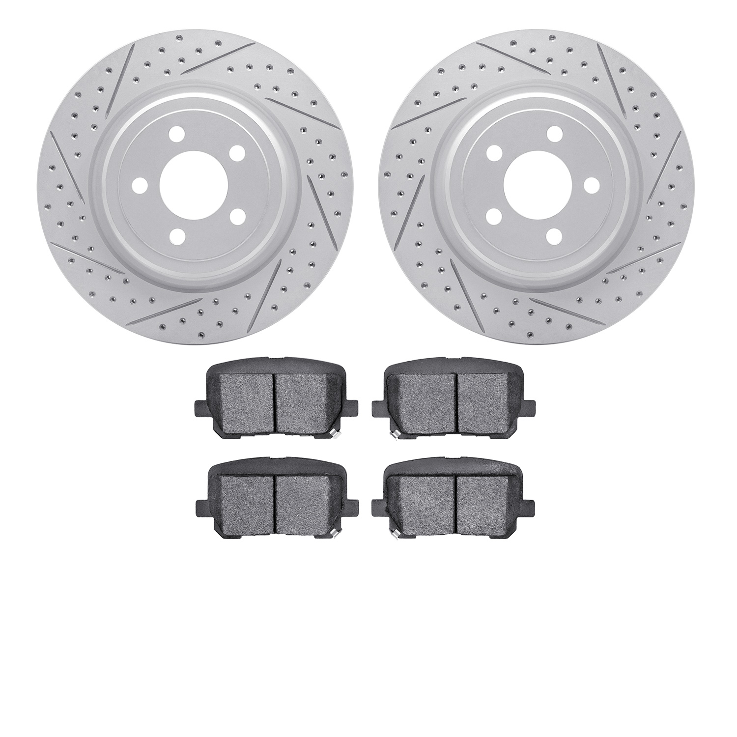 2502-39020 Geoperformance Drilled/Slotted Rotors w/5000 Advanced Brake Pads Kit, Fits Select Mopar, Position: Rear