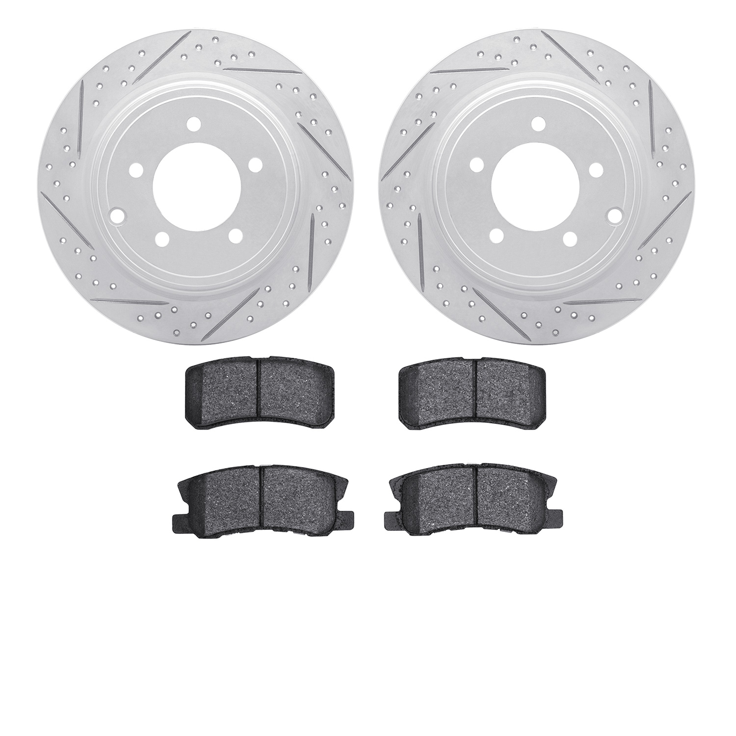 2502-39027 Geoperformance Drilled/Slotted Rotors w/5000 Advanced Brake Pads Kit, 2007-2017 Multiple Makes/Models, Position: Rear