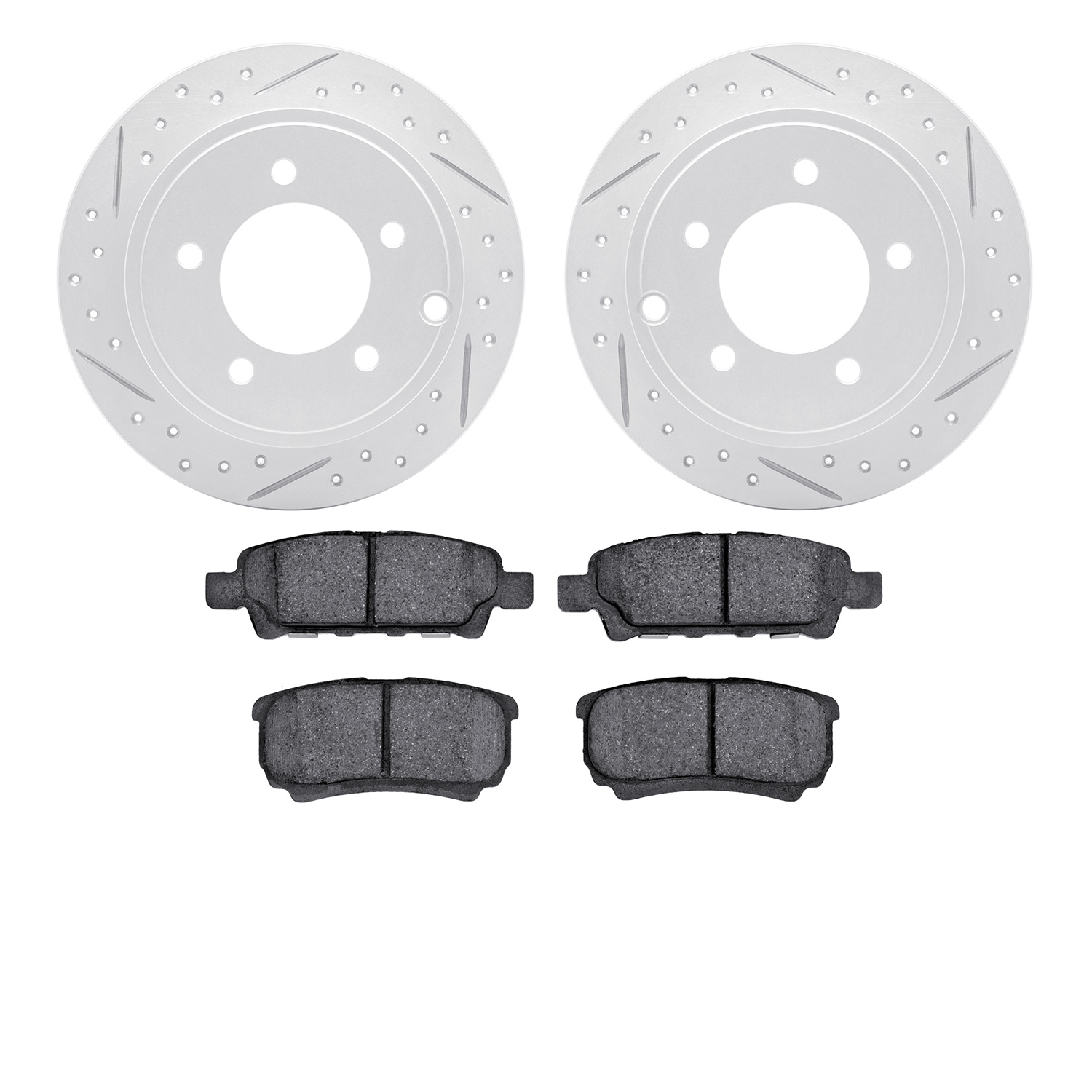 2502-39031 Geoperformance Drilled/Slotted Rotors w/5000 Advanced Brake Pads Kit, 2007-2017 Multiple Makes/Models, Position: Rear