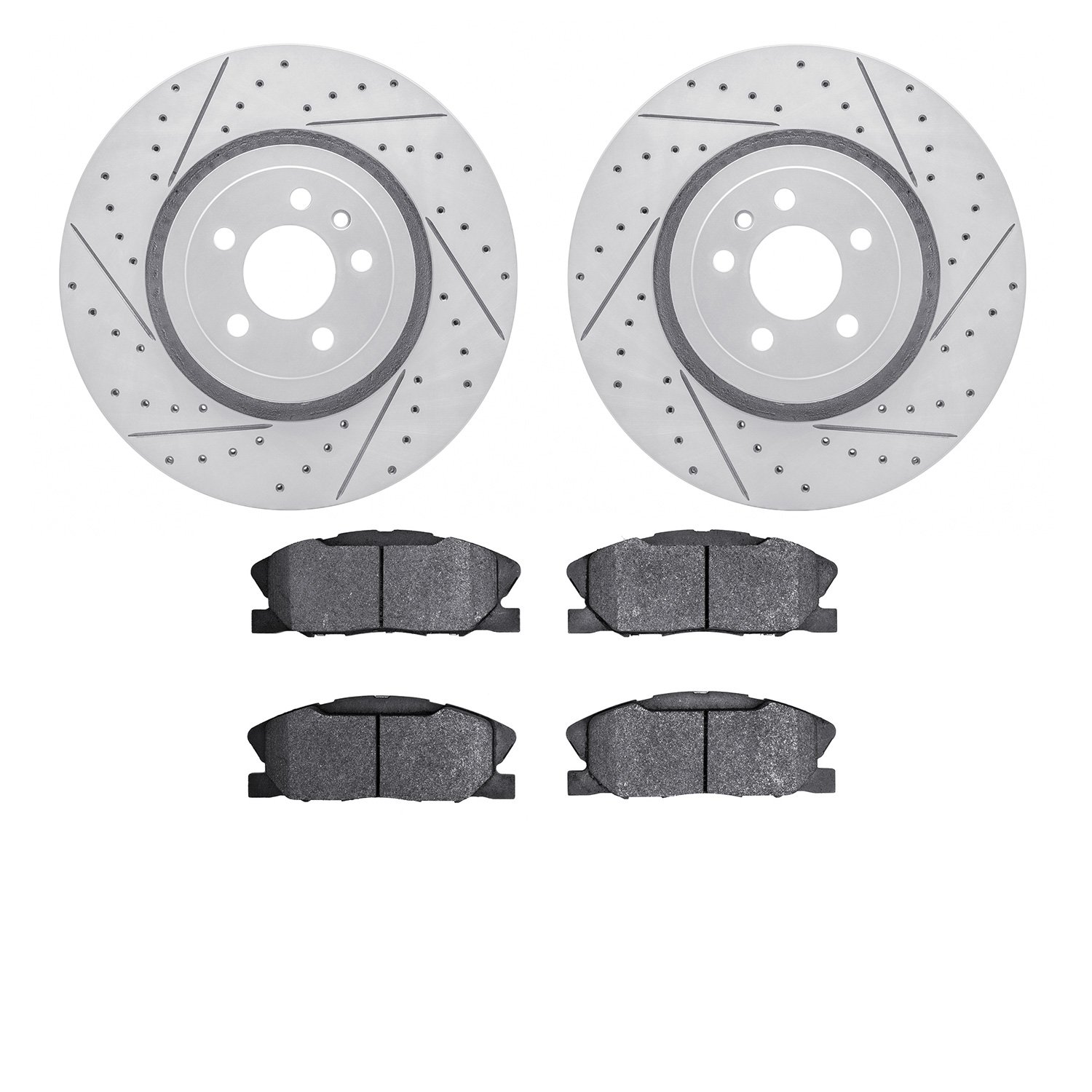 2502-40014 Geoperformance Drilled/Slotted Rotors w/5000 Advanced Brake Pads Kit, Fits Select Mopar, Position: Front