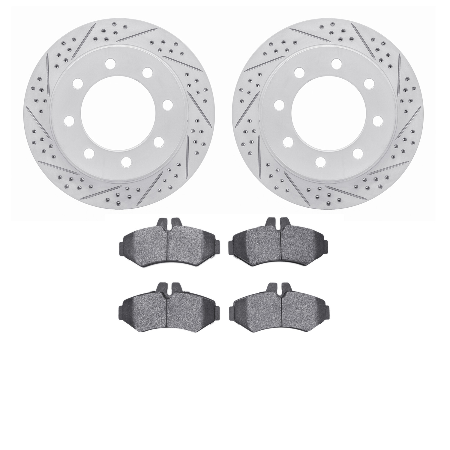 2502-40015 Geoperformance Drilled/Slotted Rotors w/5000 Advanced Brake Pads Kit, 2002-2018 Multiple Makes/Models, Position: Rear