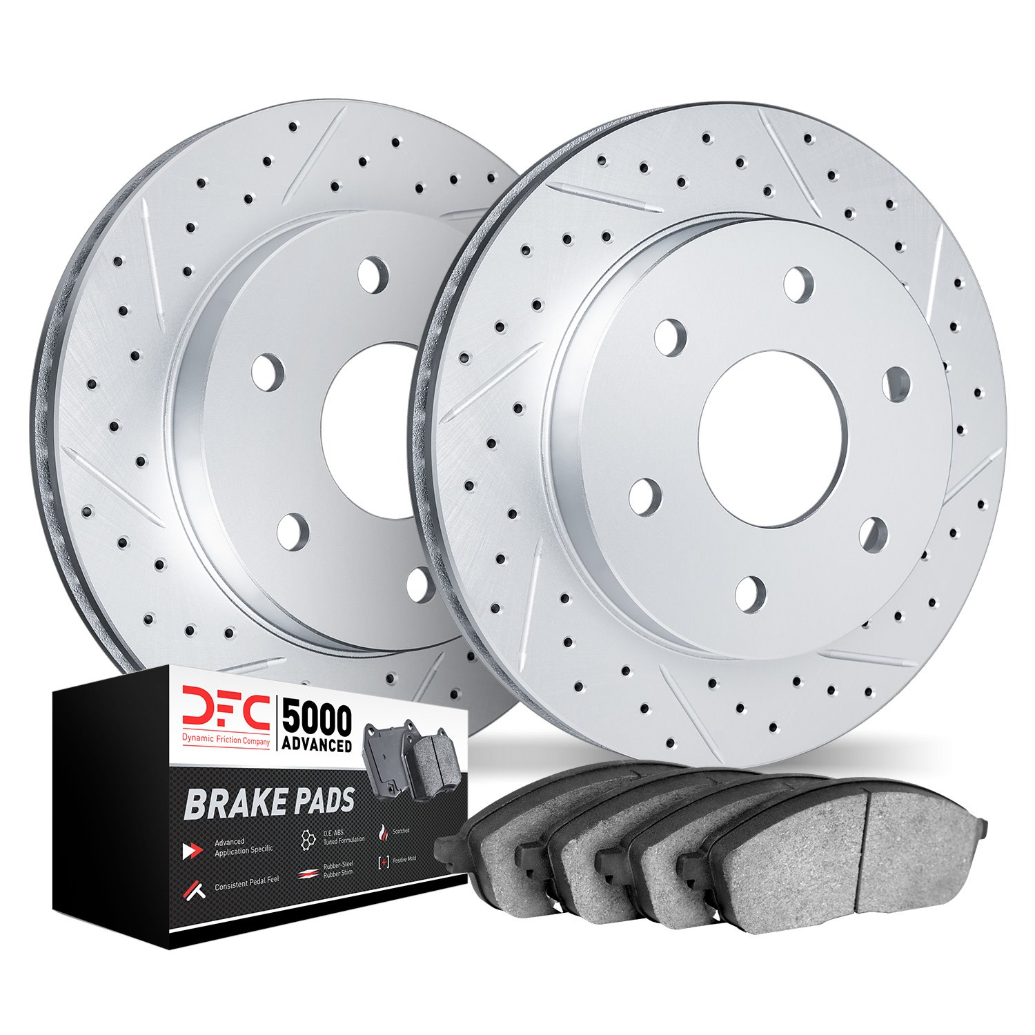 2502-40018 Geoperformance Drilled/Slotted Rotors w/5000 Advanced Brake Pads Kit, 2002-2006 Multiple Makes/Models, Position: Rear