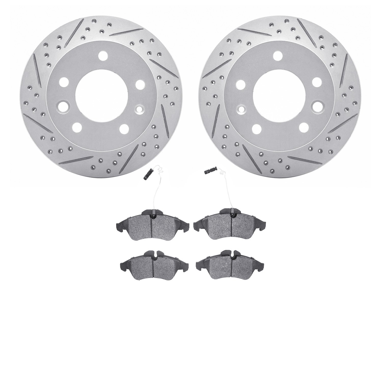 2502-40020 Geoperformance Drilled/Slotted Rotors w/5000 Advanced Brake Pads Kit, 2002-2006 Multiple Makes/Models, Position: Fron