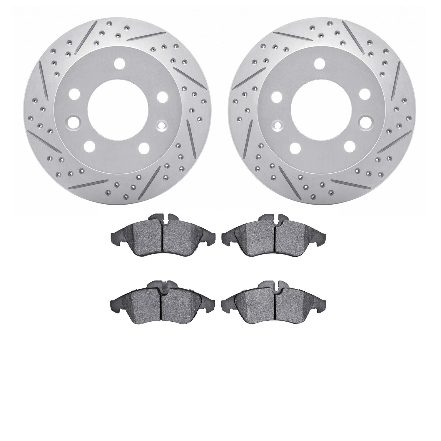 2502-40021 Geoperformance Drilled/Slotted Rotors w/5000 Advanced Brake Pads Kit, 2002-2006 Multiple Makes/Models, Position: Fron