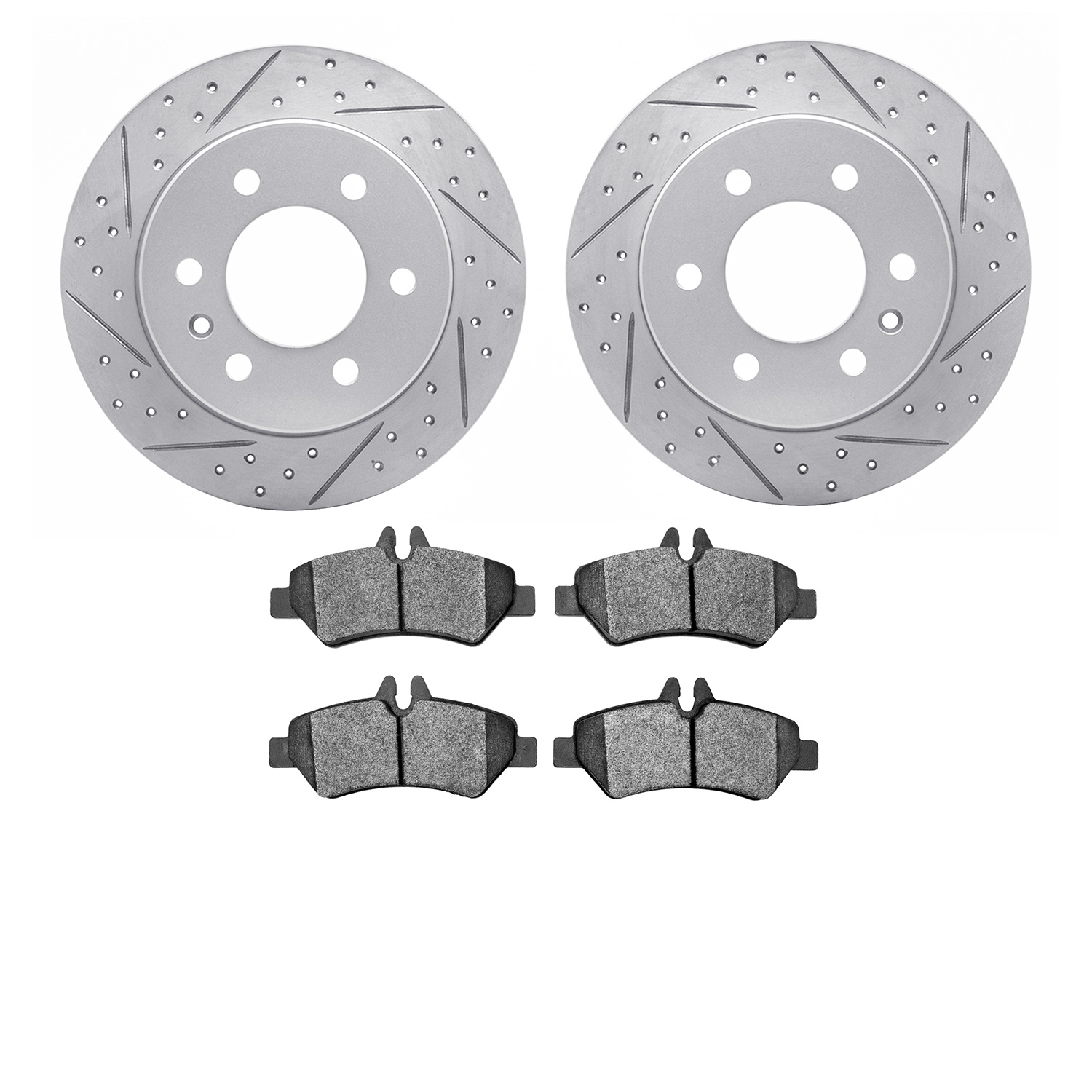 2502-40025 Geoperformance Drilled/Slotted Rotors w/5000 Advanced Brake Pads Kit, 2007-2018 Multiple Makes/Models, Position: Rear