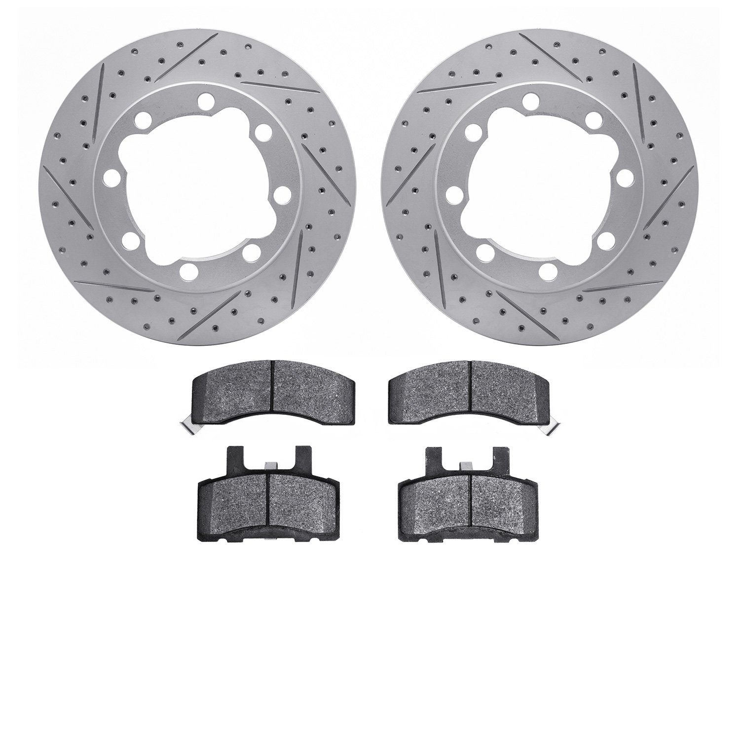 2502-40026 Geoperformance Drilled/Slotted Rotors w/5000 Advanced Brake Pads Kit, 1988-2000 Multiple Makes/Models, Position: Fron