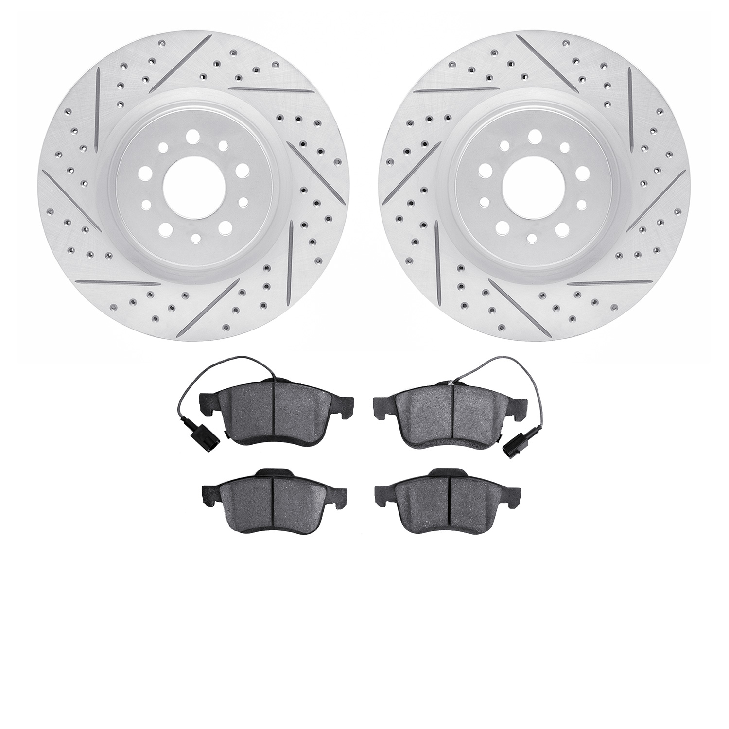 2502-40027 Geoperformance Drilled/Slotted Rotors w/5000 Advanced Brake Pads Kit, 2015-2021 Mopar, Position: Front