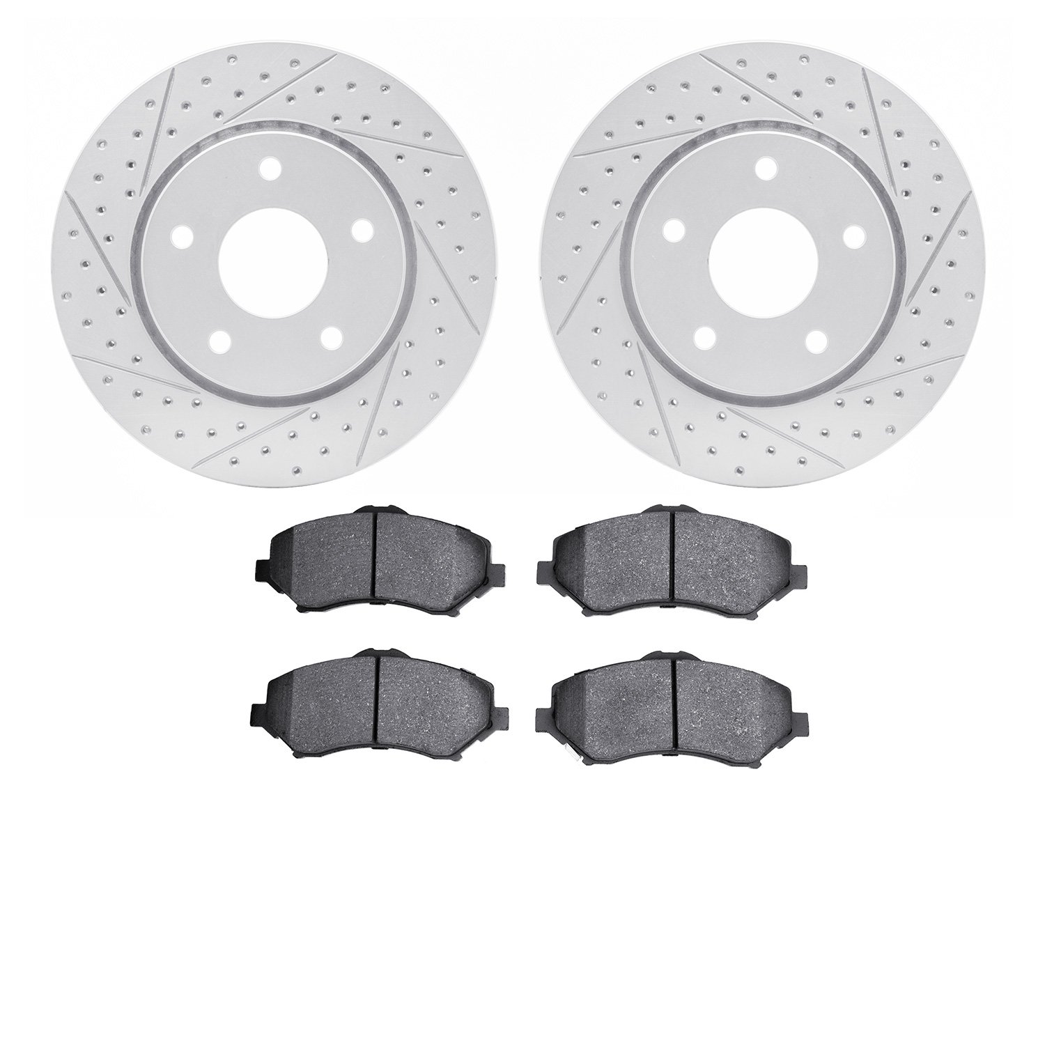 2502-40065 Geoperformance Drilled/Slotted Rotors w/5000 Advanced Brake Pads Kit, 2009-2016 Multiple Makes/Models, Position: Fron
