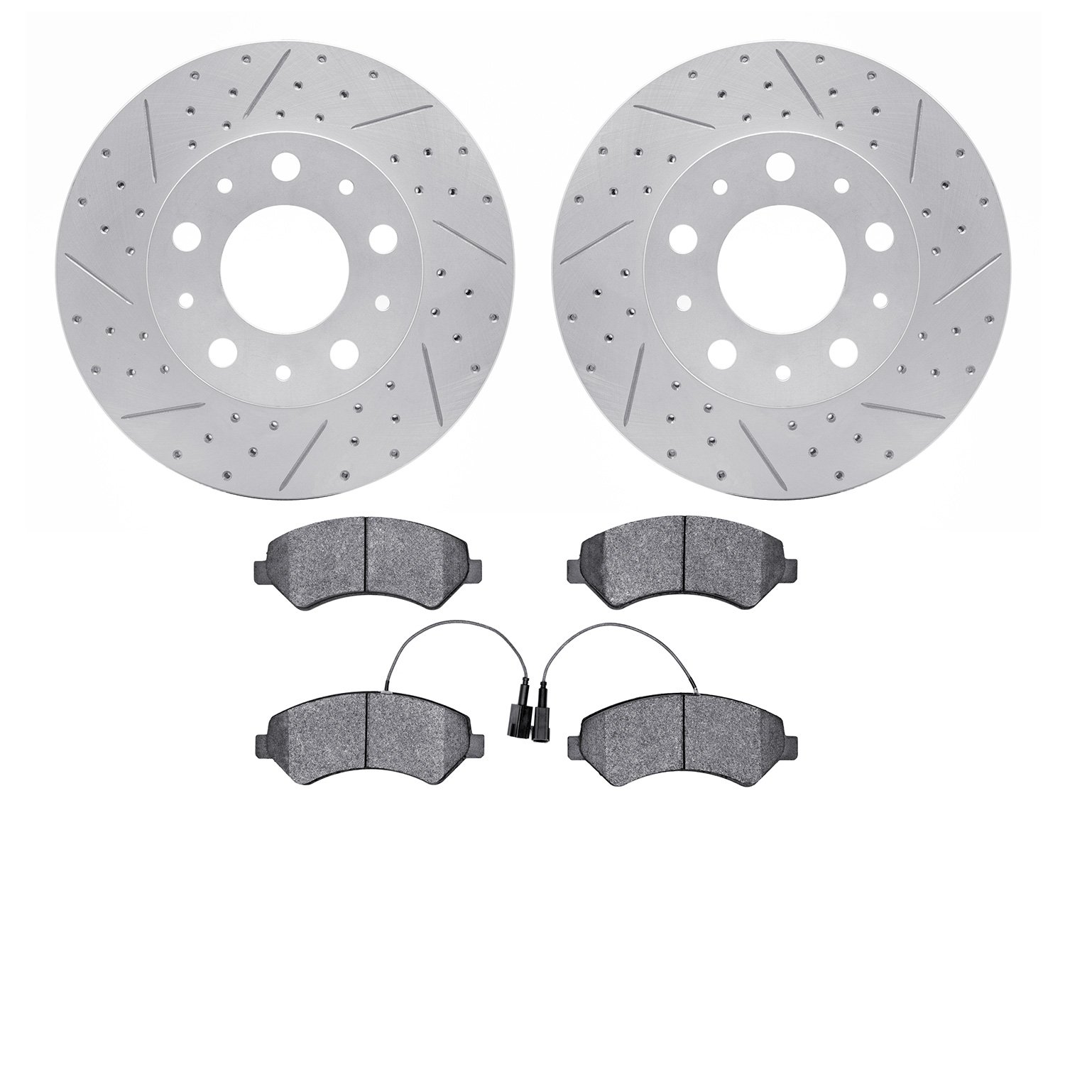 2502-40071 Geoperformance Drilled/Slotted Rotors w/5000 Advanced Brake Pads Kit, Fits Select Mopar, Position: Front