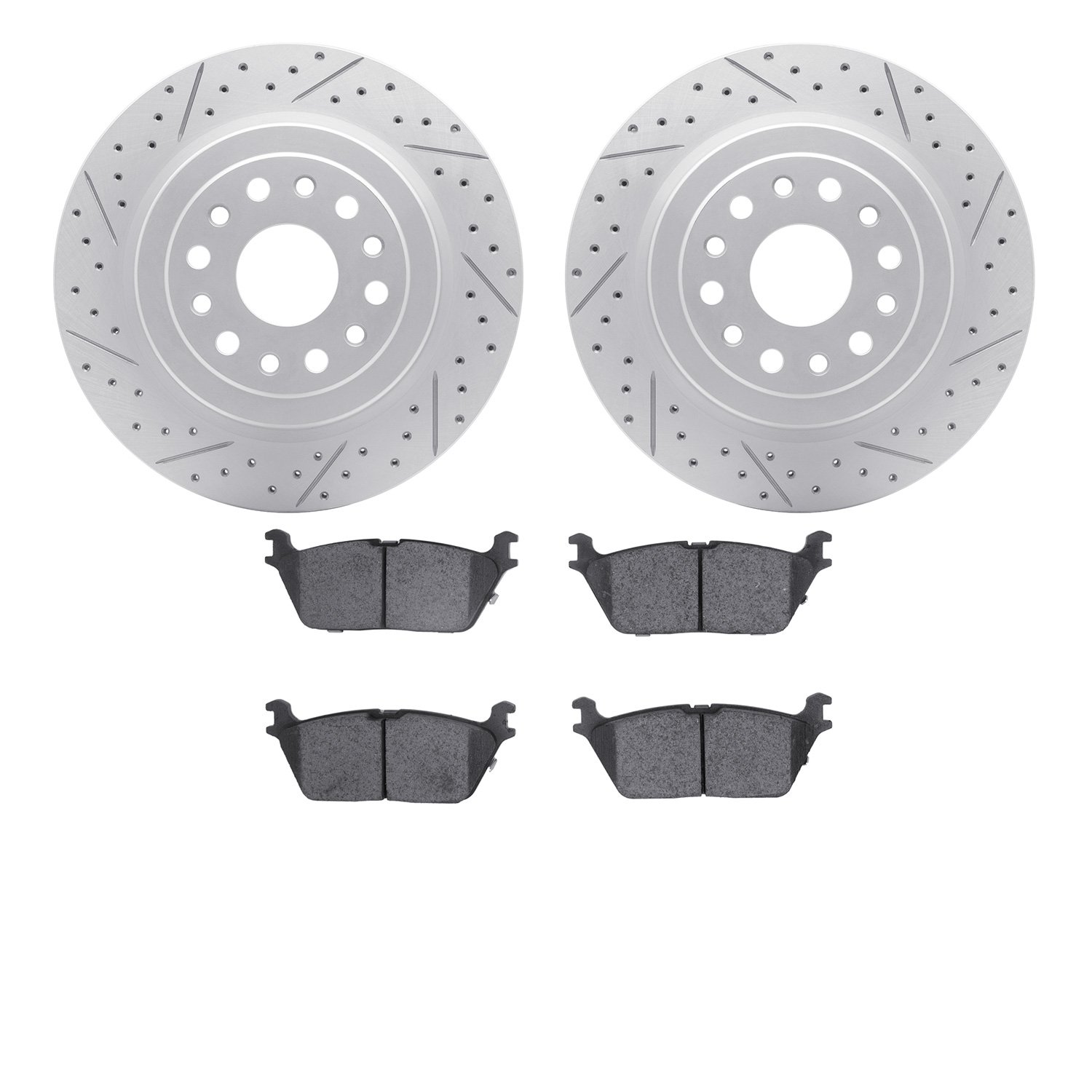 2502-40081 Geoperformance Drilled/Slotted Rotors w/5000 Advanced Brake Pads Kit, Fits Select Mopar, Position: Rear
