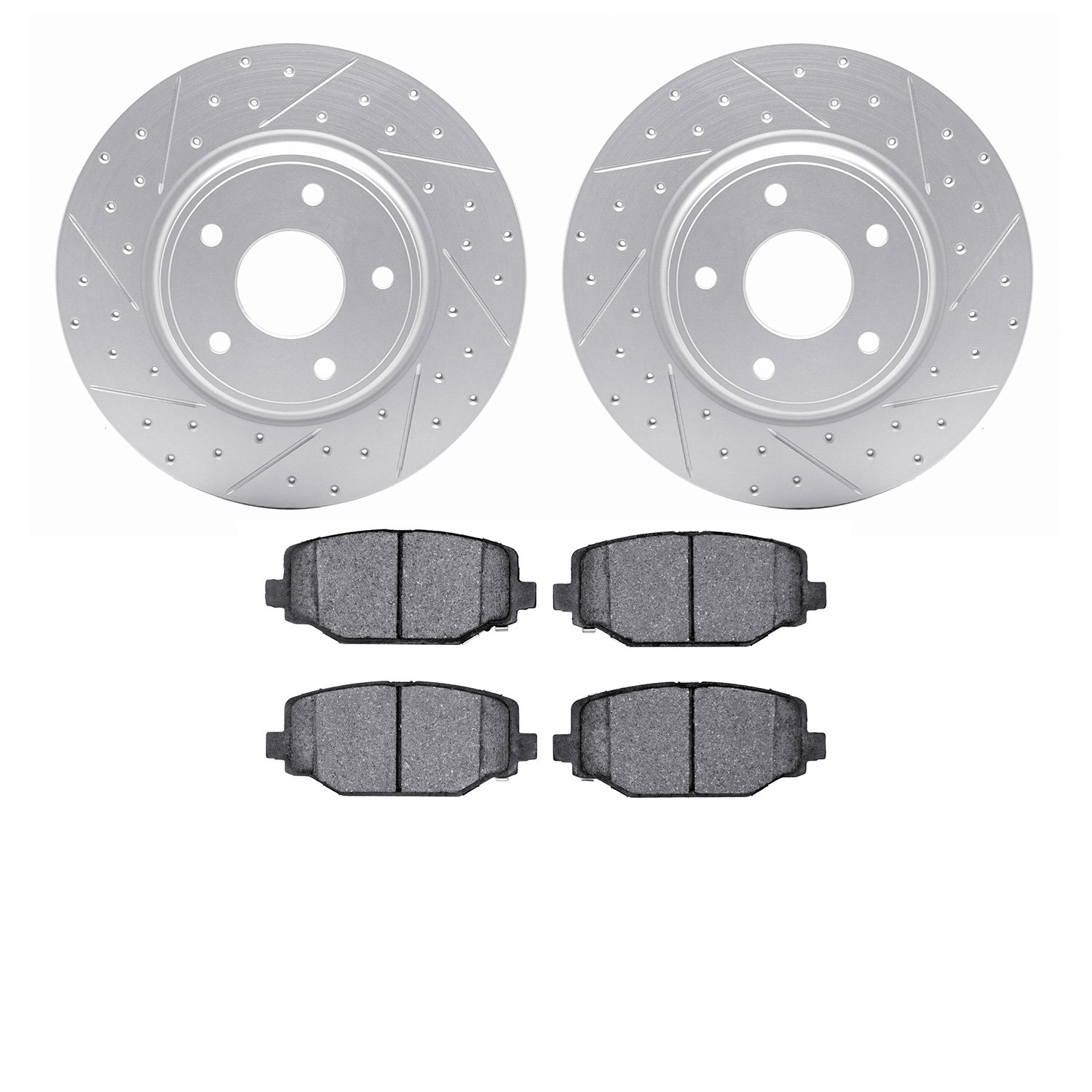 2502-40094 Geoperformance Drilled/Slotted Rotors w/5000 Advanced Brake Pads Kit, 2012-2020 Multiple Makes/Models, Position: Rear