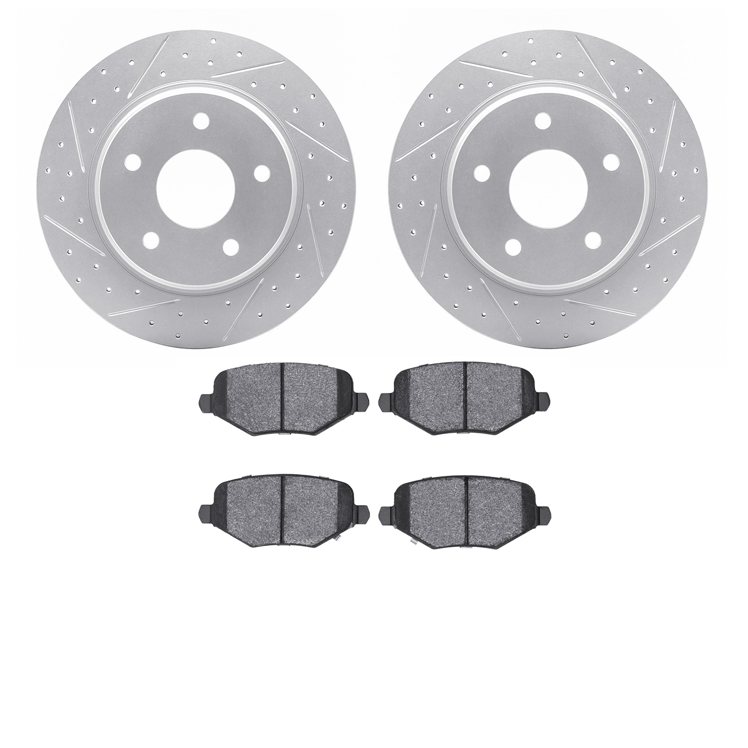 2502-40097 Geoperformance Drilled/Slotted Rotors w/5000 Advanced Brake Pads Kit, 2009-2016 Multiple Makes/Models, Position: Rear