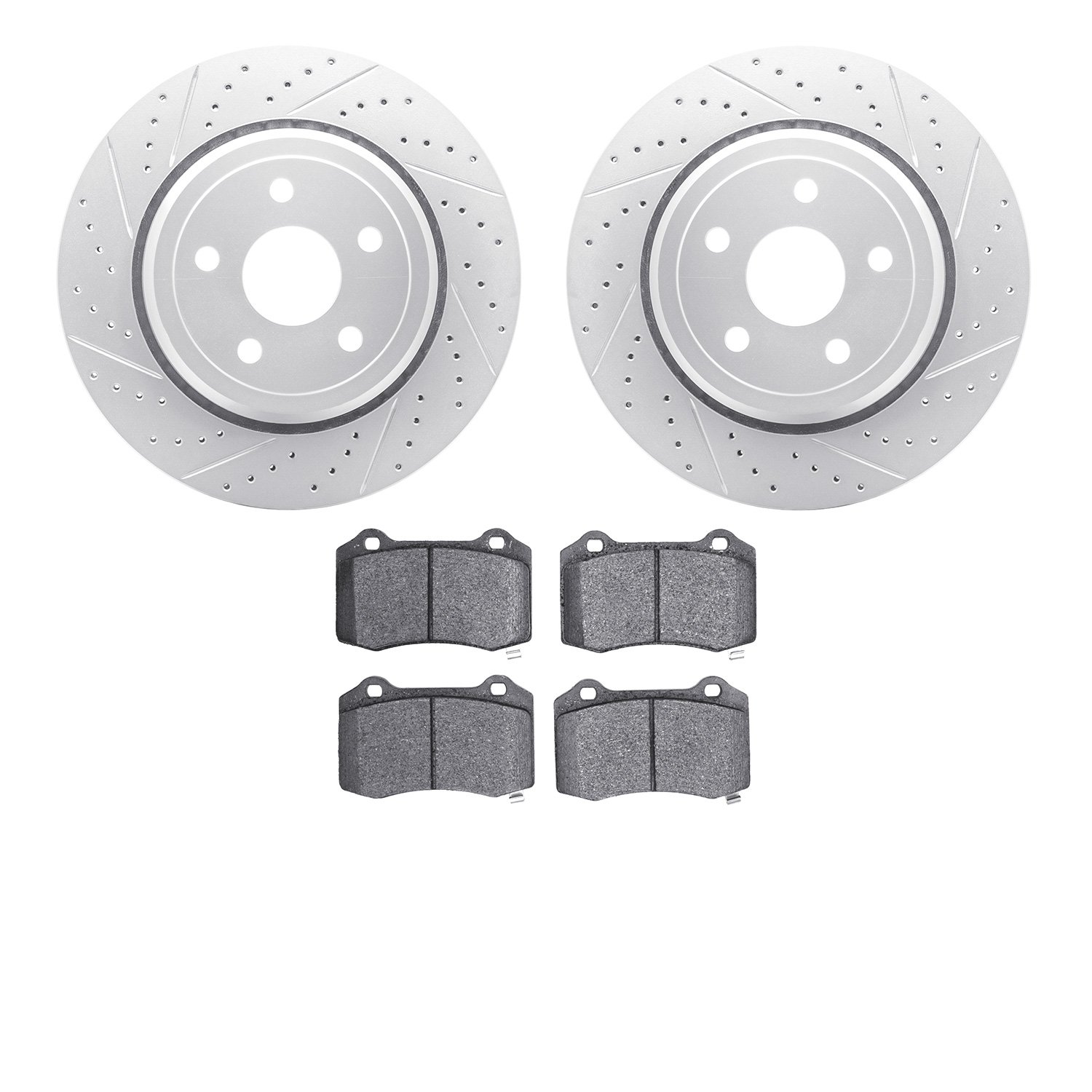 2502-42008 Geoperformance Drilled/Slotted Rotors w/5000 Advanced Brake Pads Kit, Fits Select Mopar, Position: Rear