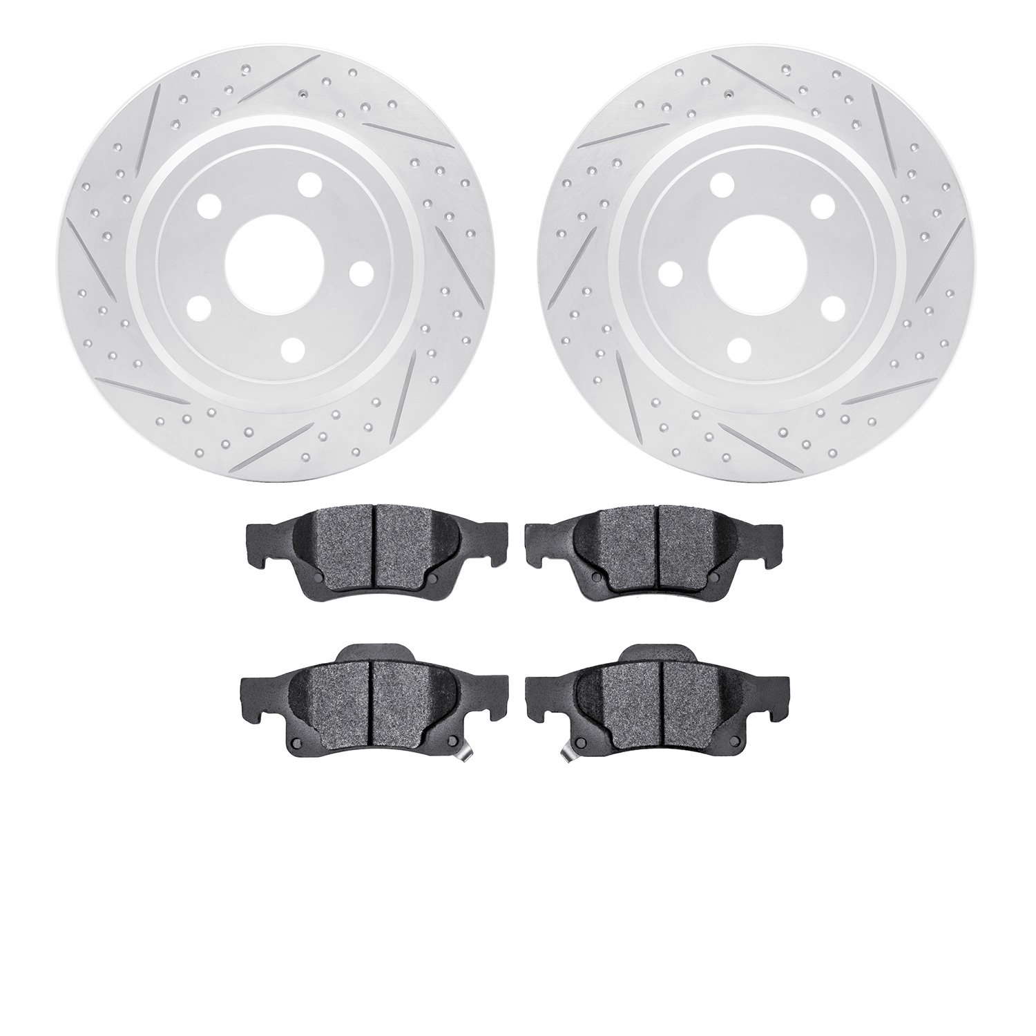 2502-42037 Geoperformance Drilled/Slotted Rotors w/5000 Advanced Brake Pads Kit, Fits Select Mopar, Position: Rear