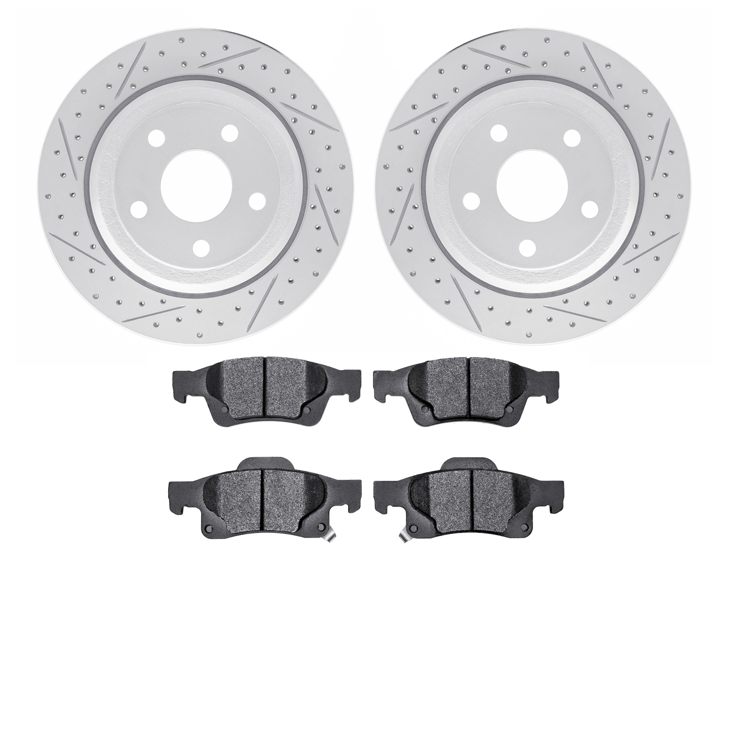 2502-42038 Geoperformance Drilled/Slotted Rotors w/5000 Advanced Brake Pads Kit, Fits Select Mopar, Position: Rear