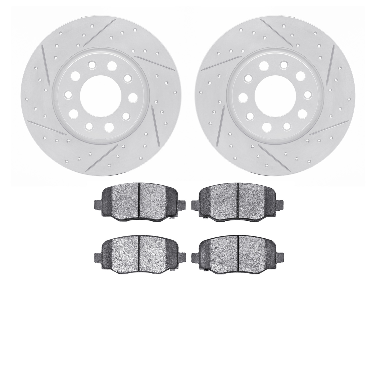 2502-42045 Geoperformance Drilled/Slotted Rotors w/5000 Advanced Brake Pads Kit, Fits Select Mopar, Position: Rear