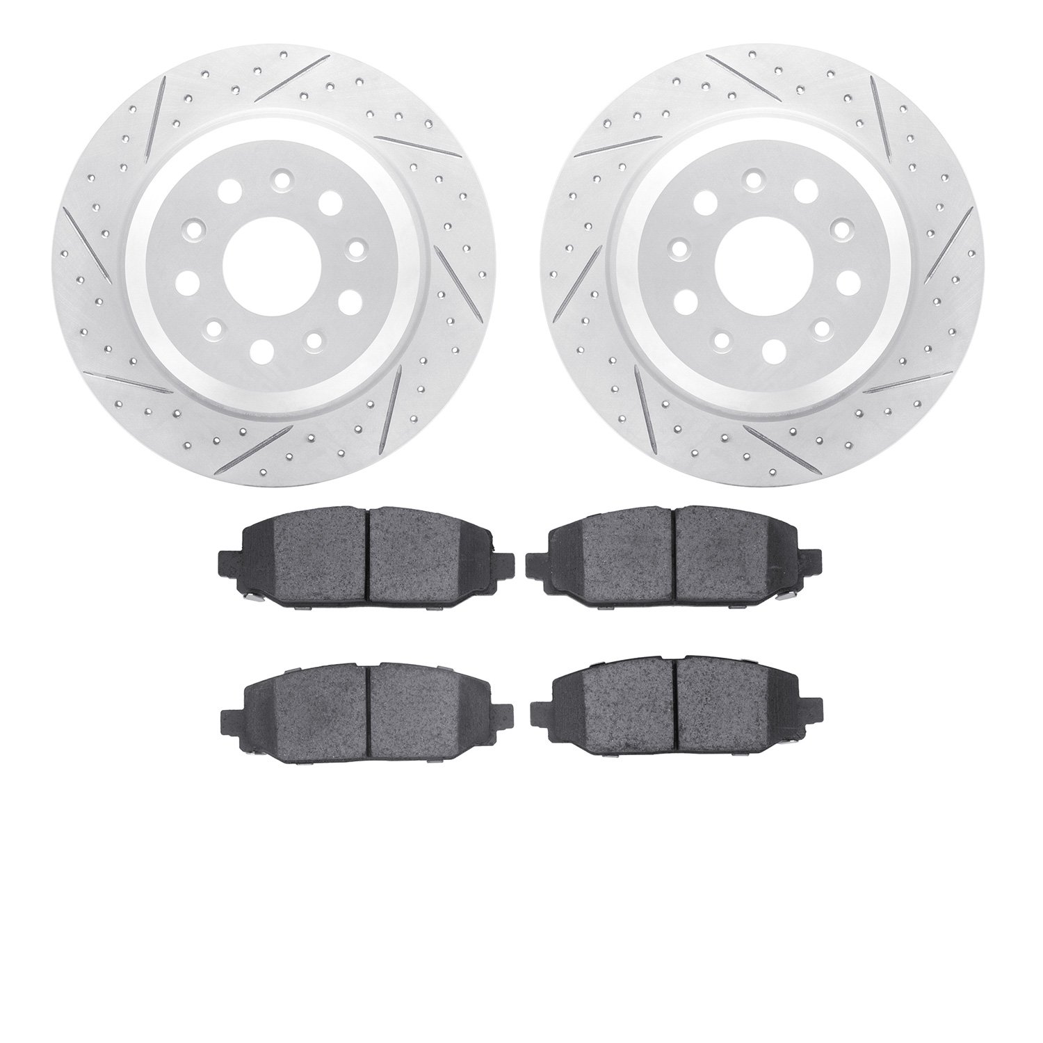 2502-42049 Geoperformance Drilled/Slotted Rotors w/5000 Advanced Brake Pads Kit, Fits Select Mopar, Position: Rear
