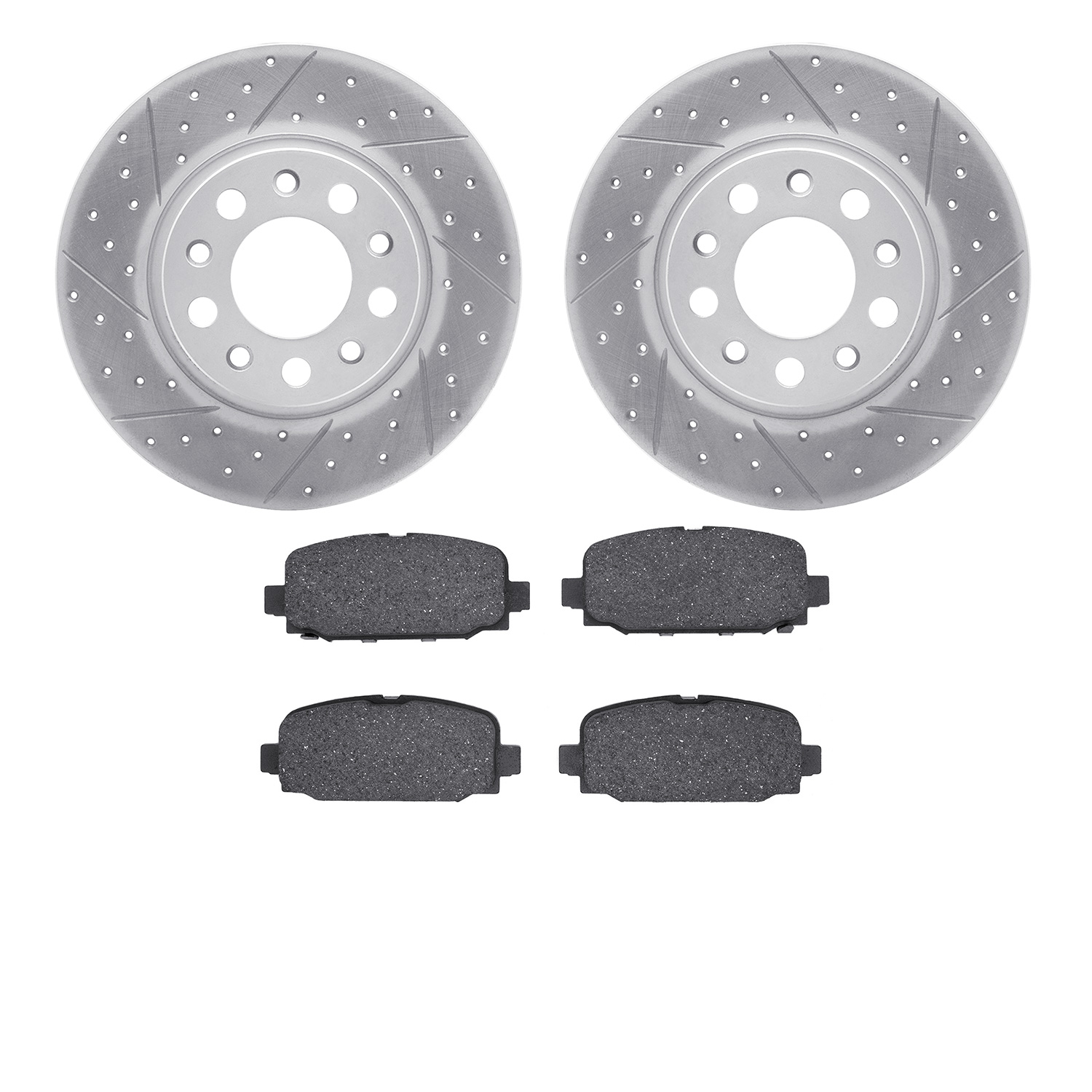 2502-42052 Geoperformance Drilled/Slotted Rotors w/5000 Advanced Brake Pads Kit, Fits Select Mopar, Position: Rear