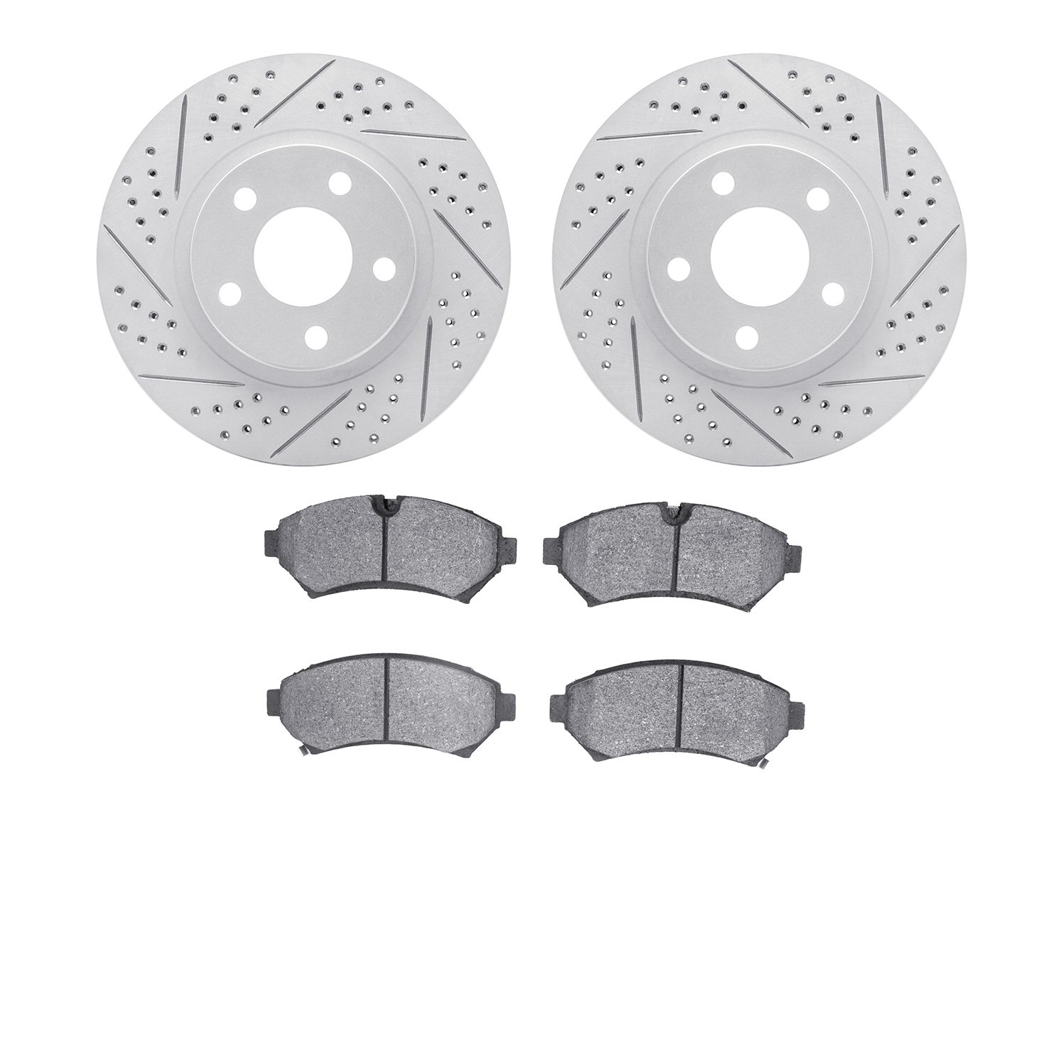 2502-45005 Geoperformance Drilled/Slotted Rotors w/5000 Advanced Brake Pads Kit, 1998-2002 GM, Position: Front