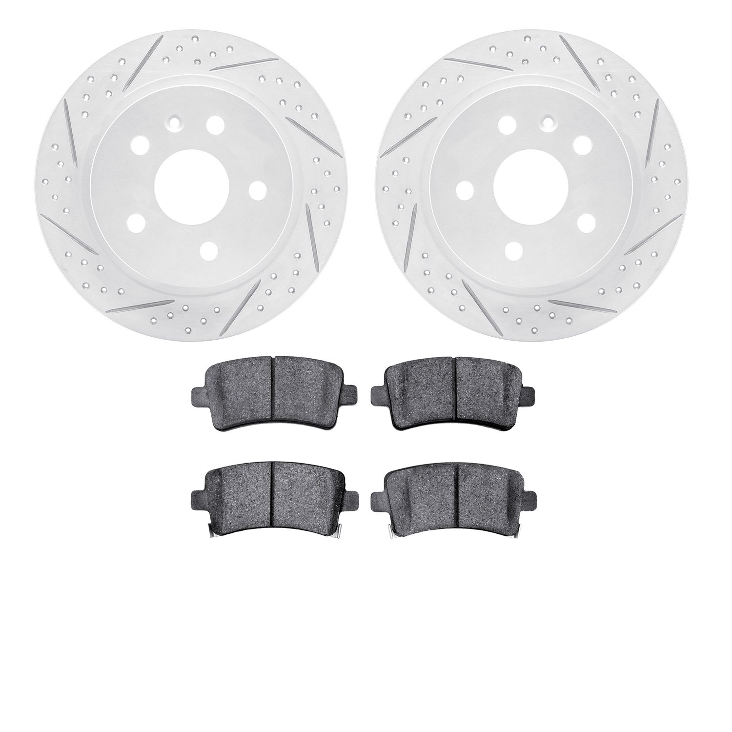 2502-45016 Geoperformance Drilled/Slotted Rotors w/5000 Advanced Brake Pads Kit, 2011-2011 GM, Position: Rear
