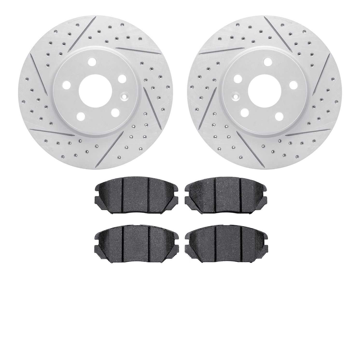 2502-45017 Geoperformance Drilled/Slotted Rotors w/5000 Advanced Brake Pads Kit, 2010-2017 GM, Position: Front