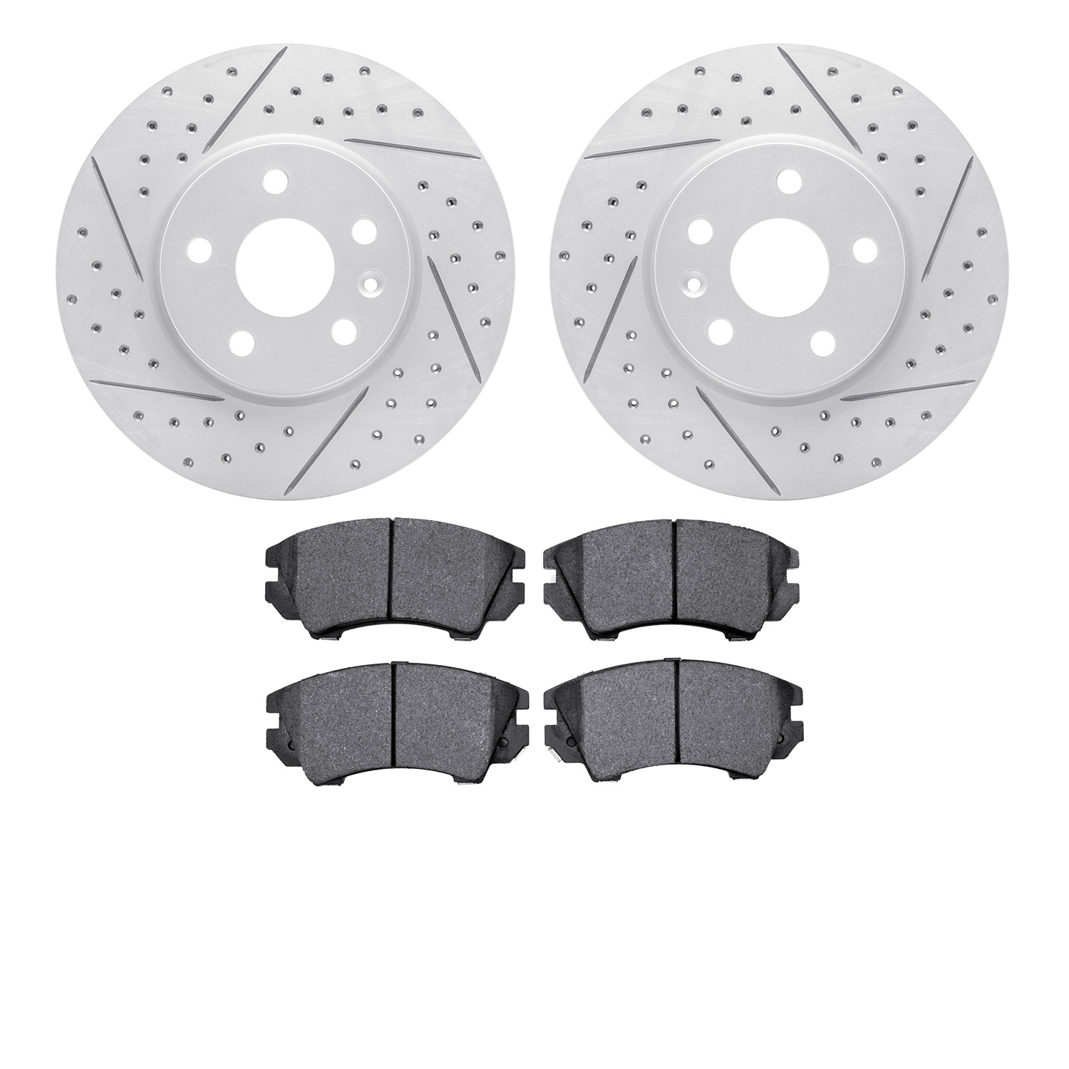 2502-45019 Geoperformance Drilled/Slotted Rotors w/5000 Advanced Brake Pads Kit, 2011-2011 GM, Position: Front
