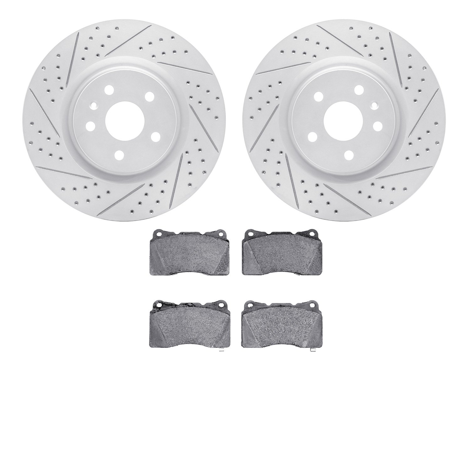 2502-45020 Geoperformance Drilled/Slotted Rotors w/5000 Advanced Brake Pads Kit, 2012-2013 GM, Position: Front