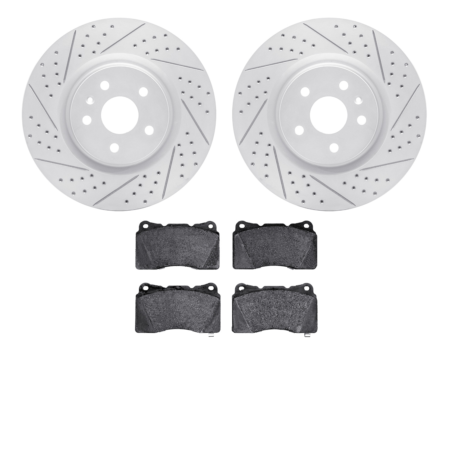 2502-45023 Geoperformance Drilled/Slotted Rotors w/5000 Advanced Brake Pads Kit, 2012-2013 GM, Position: Front