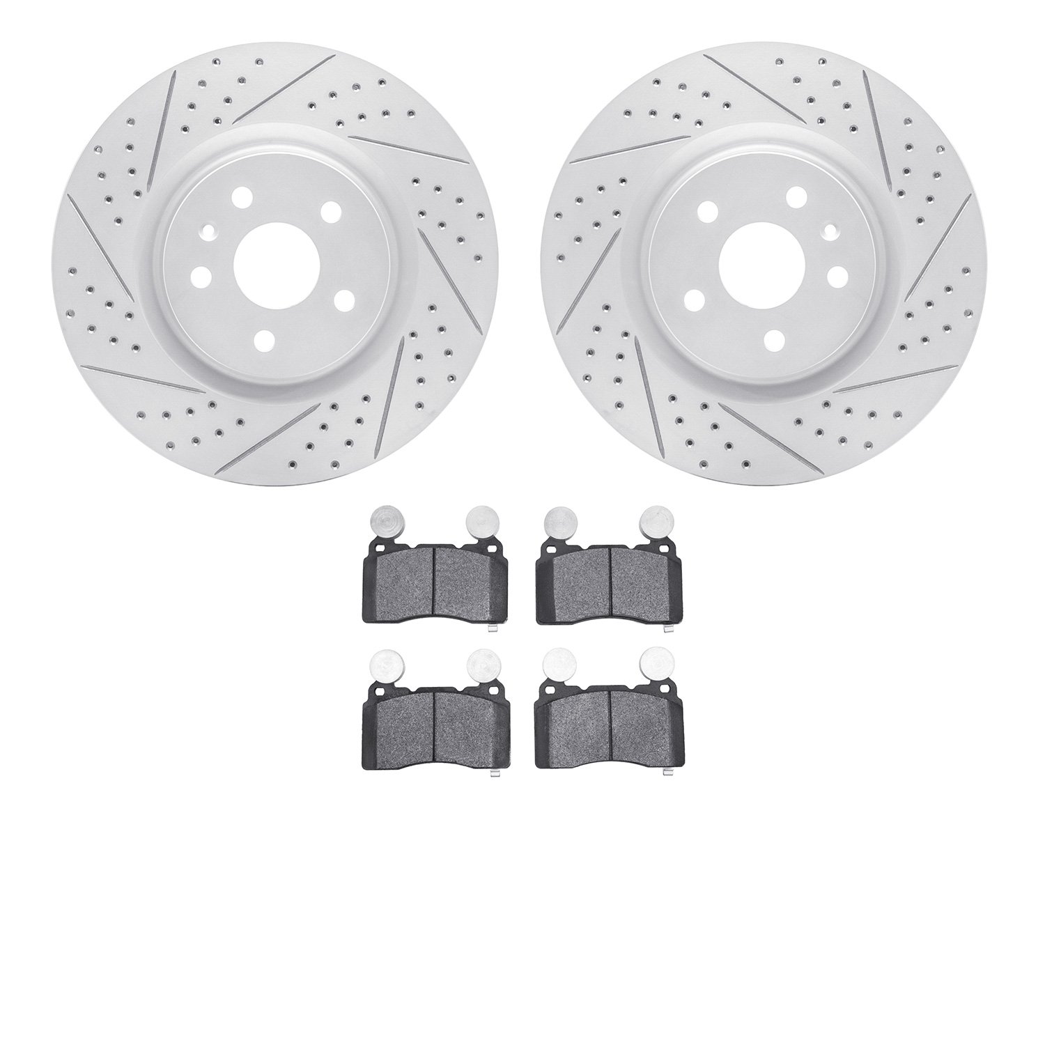 2502-45024 Geoperformance Drilled/Slotted Rotors w/5000 Advanced Brake Pads Kit, 2010-2015 GM, Position: Front