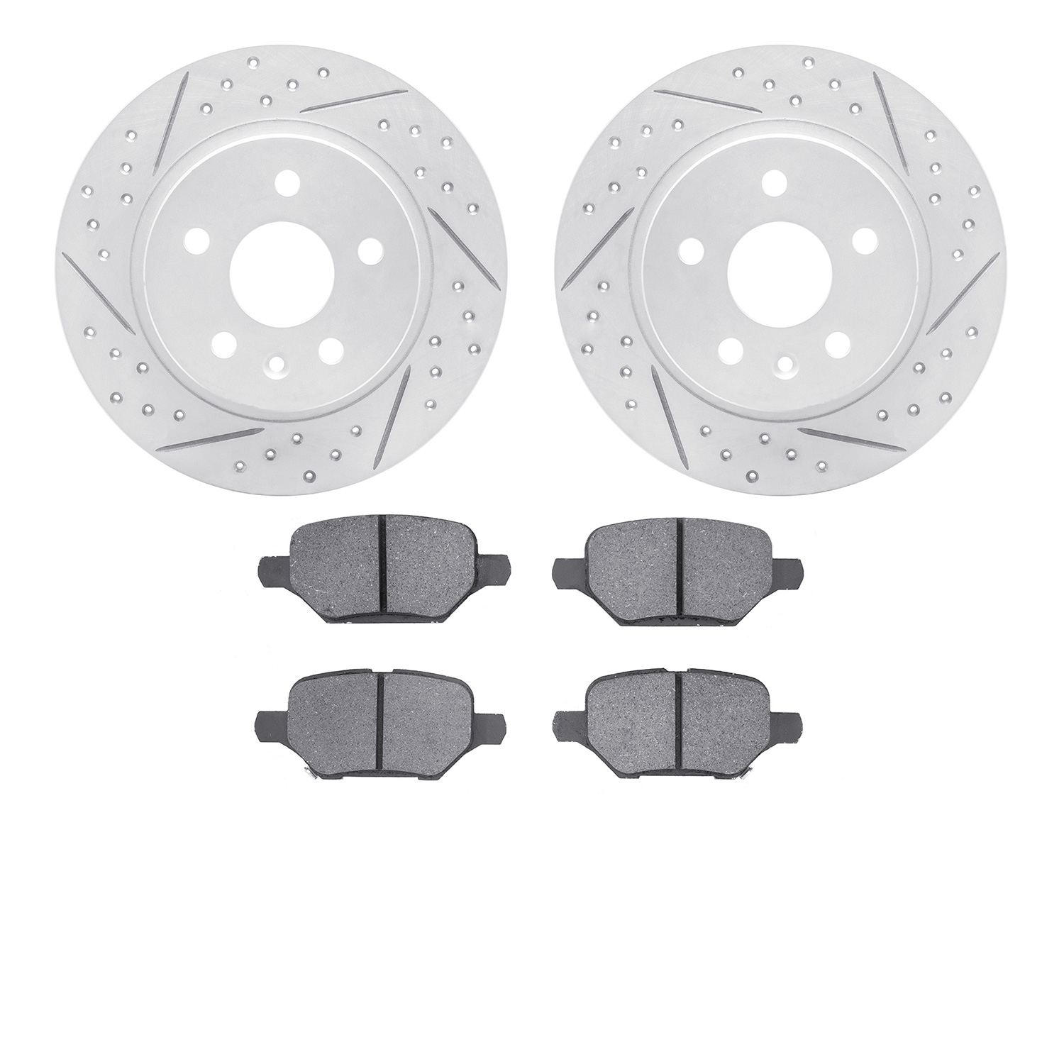2502-45026 Geoperformance Drilled/Slotted Rotors w/5000 Advanced Brake Pads Kit, Fits Select GM, Position: Rear