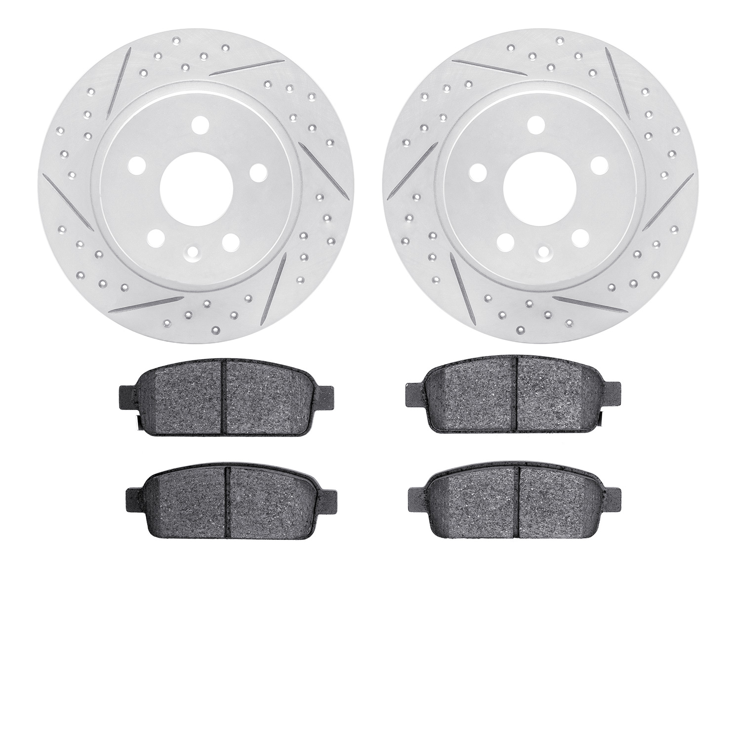 2502-45029 Geoperformance Drilled/Slotted Rotors w/5000 Advanced Brake Pads Kit, 2011-2018 GM, Position: Rear