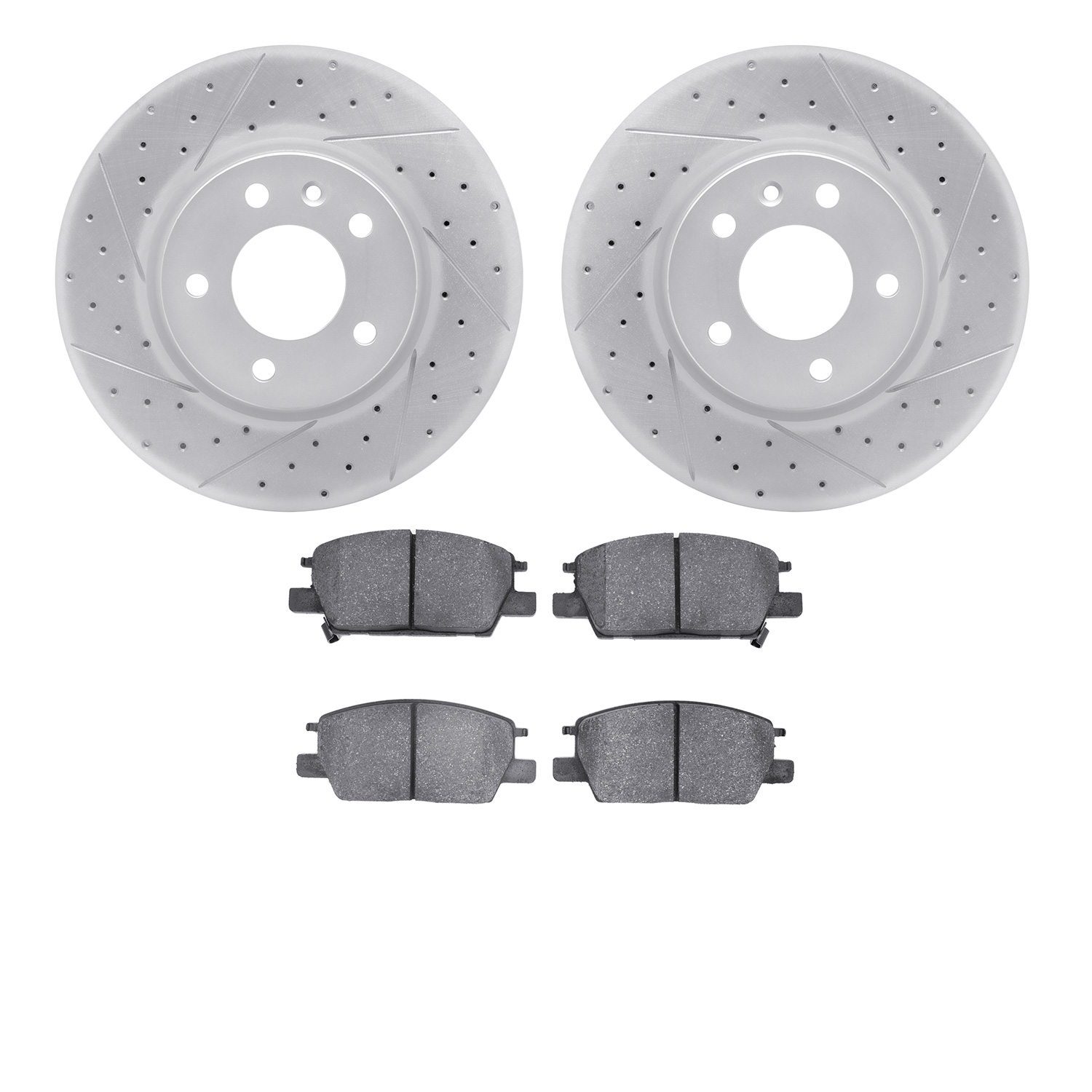 2502-45038 Geoperformance Drilled/Slotted Rotors w/5000 Advanced Brake Pads Kit, 2016-2020 GM, Position: Front
