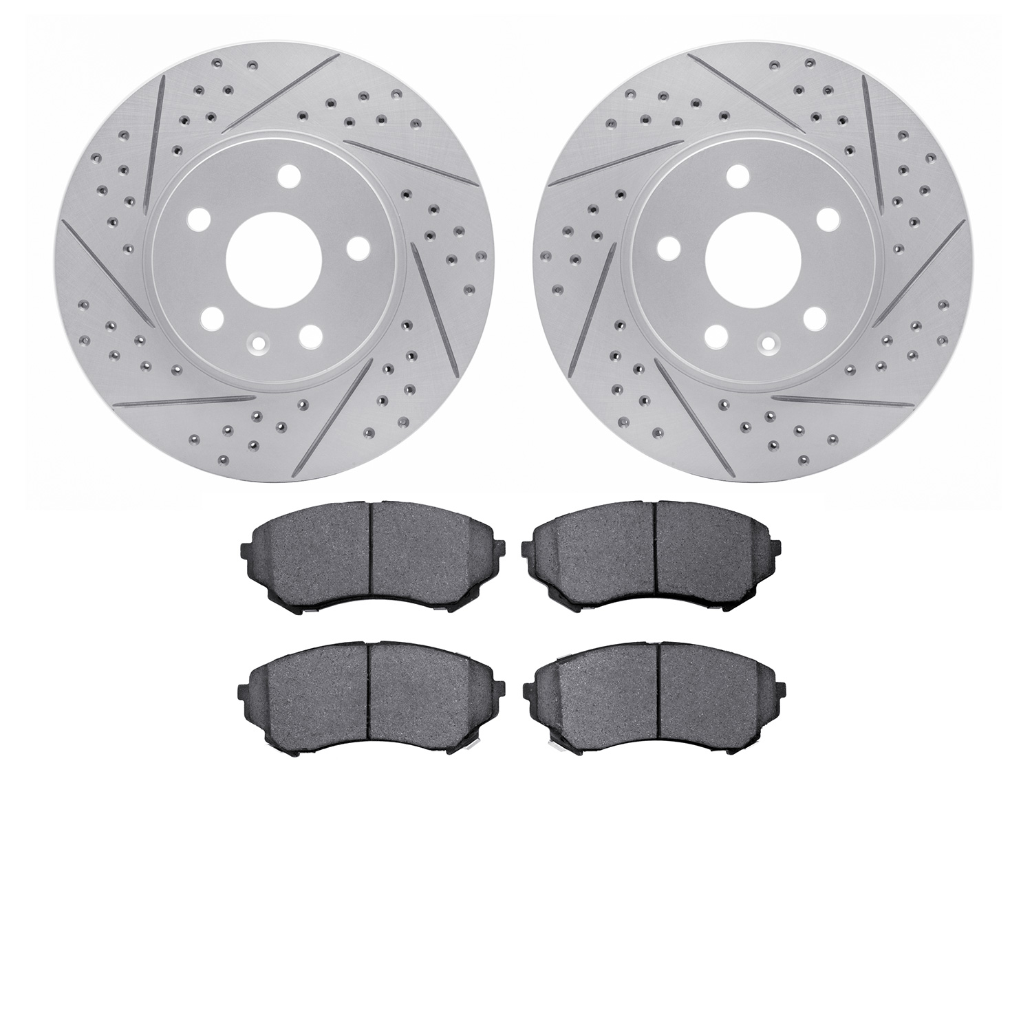 2502-46026 Geoperformance Drilled/Slotted Rotors w/5000 Advanced Brake Pads Kit, 2014-2014 GM, Position: Front