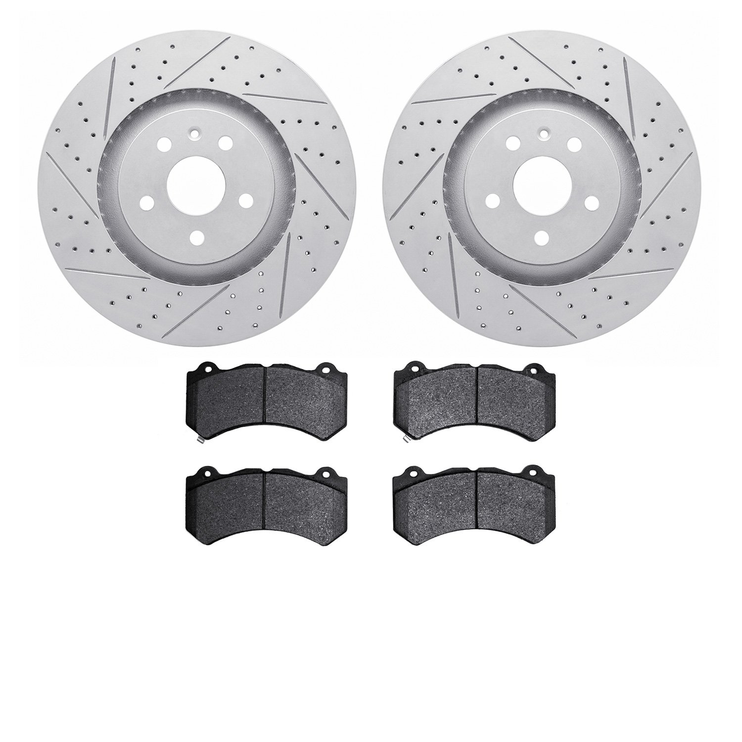 2502-46033 Geoperformance Drilled/Slotted Rotors w/5000 Advanced Brake Pads Kit, 2009-2015 GM, Position: Front