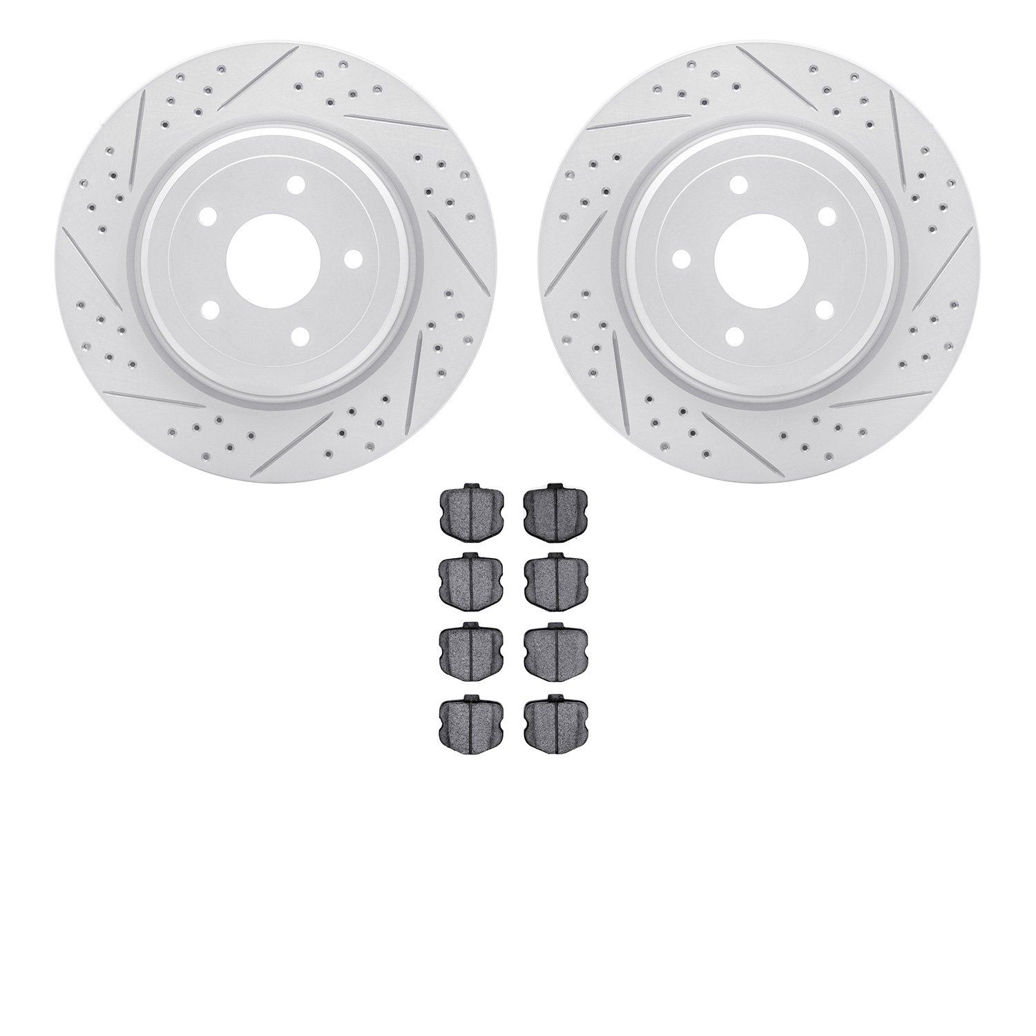 2502-47021 Geoperformance Drilled/Slotted Rotors w/5000 Advanced Brake Pads Kit, 2006-2013 GM, Position: Rear