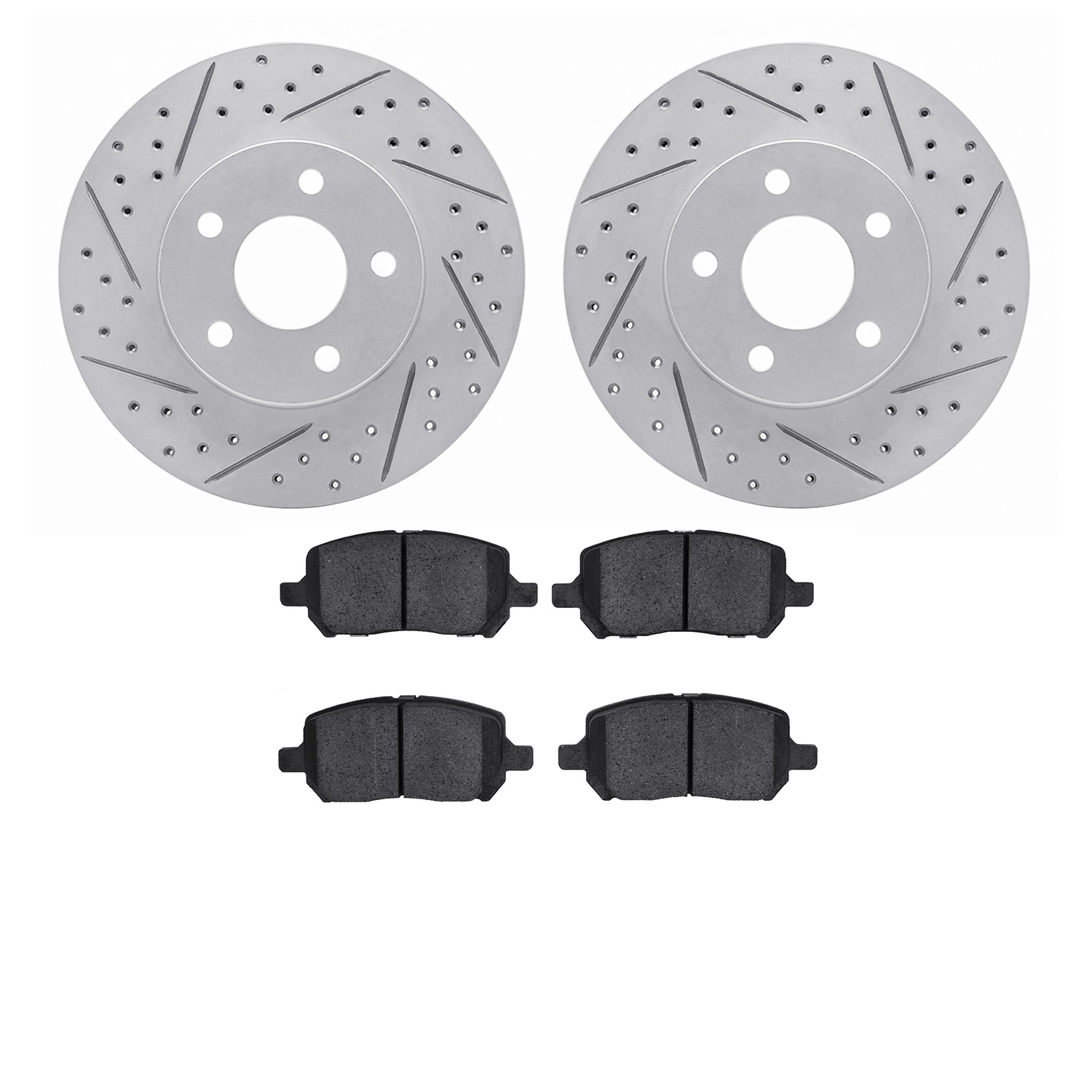 2502-47022 Geoperformance Drilled/Slotted Rotors w/5000 Advanced Brake Pads Kit, 2007-2010 GM, Position: Front