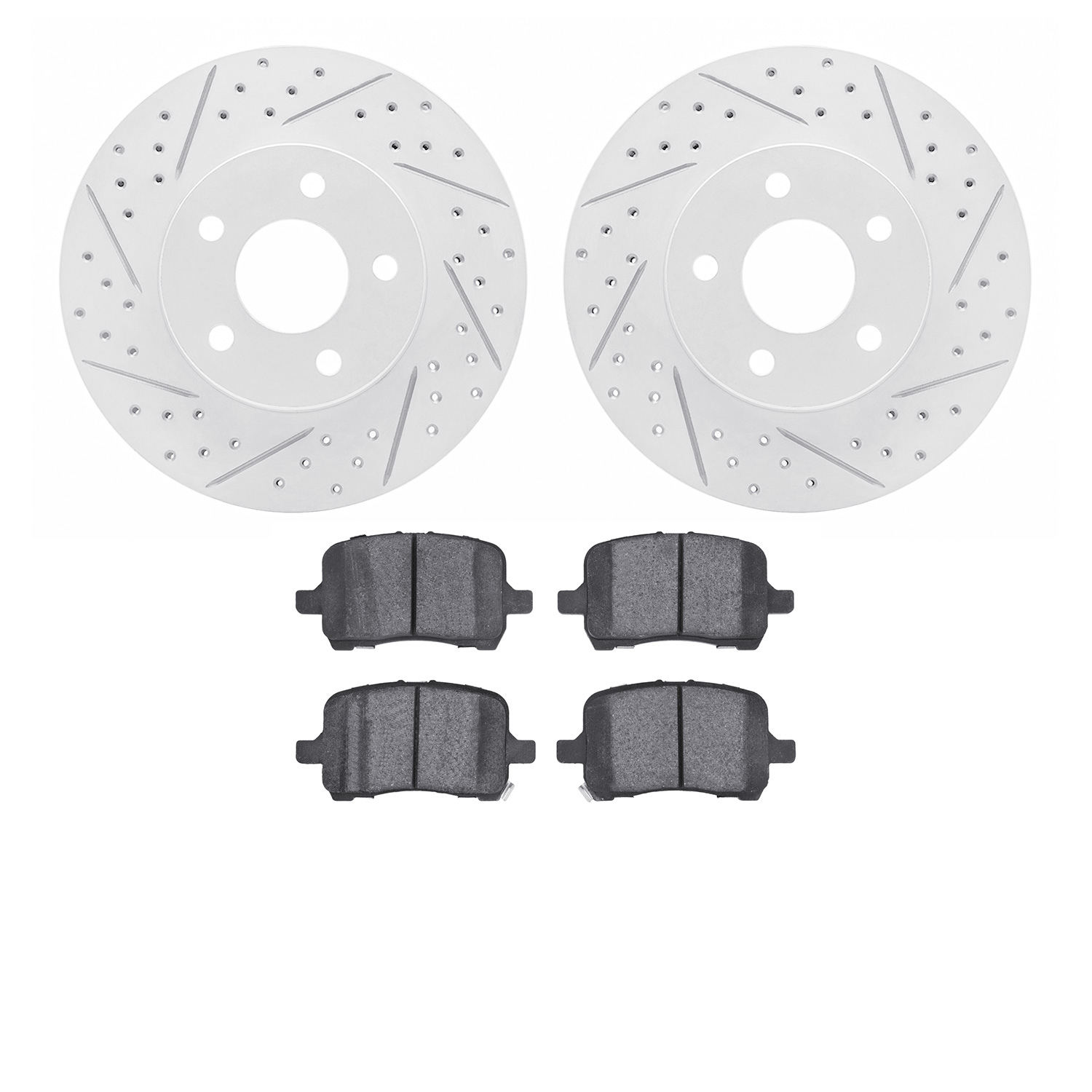 2502-47023 Geoperformance Drilled/Slotted Rotors w/5000 Advanced Brake Pads Kit, 2008-2008 GM, Position: Front