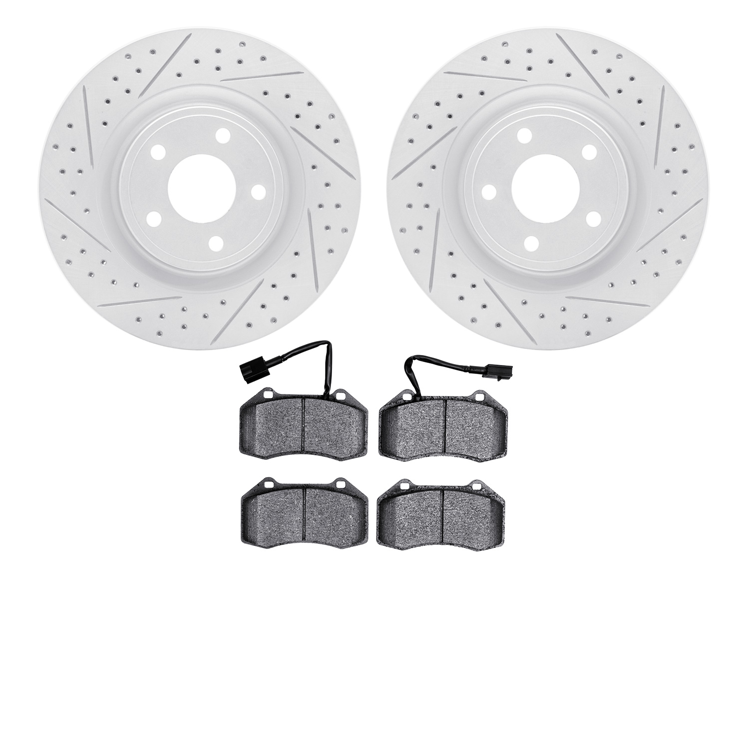 2502-47025 Geoperformance Drilled/Slotted Rotors w/5000 Advanced Brake Pads Kit, 2007-2010 GM, Position: Front