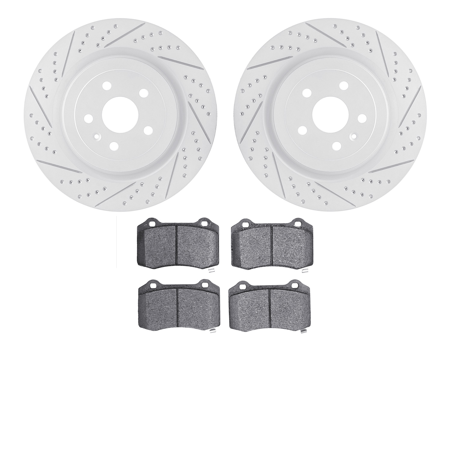 2502-47028 Geoperformance Drilled/Slotted Rotors w/5000 Advanced Brake Pads Kit, Fits Select GM, Position: Rear
