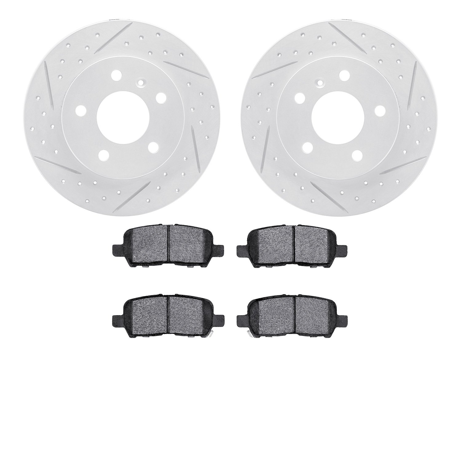 2502-47030 Geoperformance Drilled/Slotted Rotors w/5000 Advanced Brake Pads Kit, 2004-2016 GM, Position: Rear